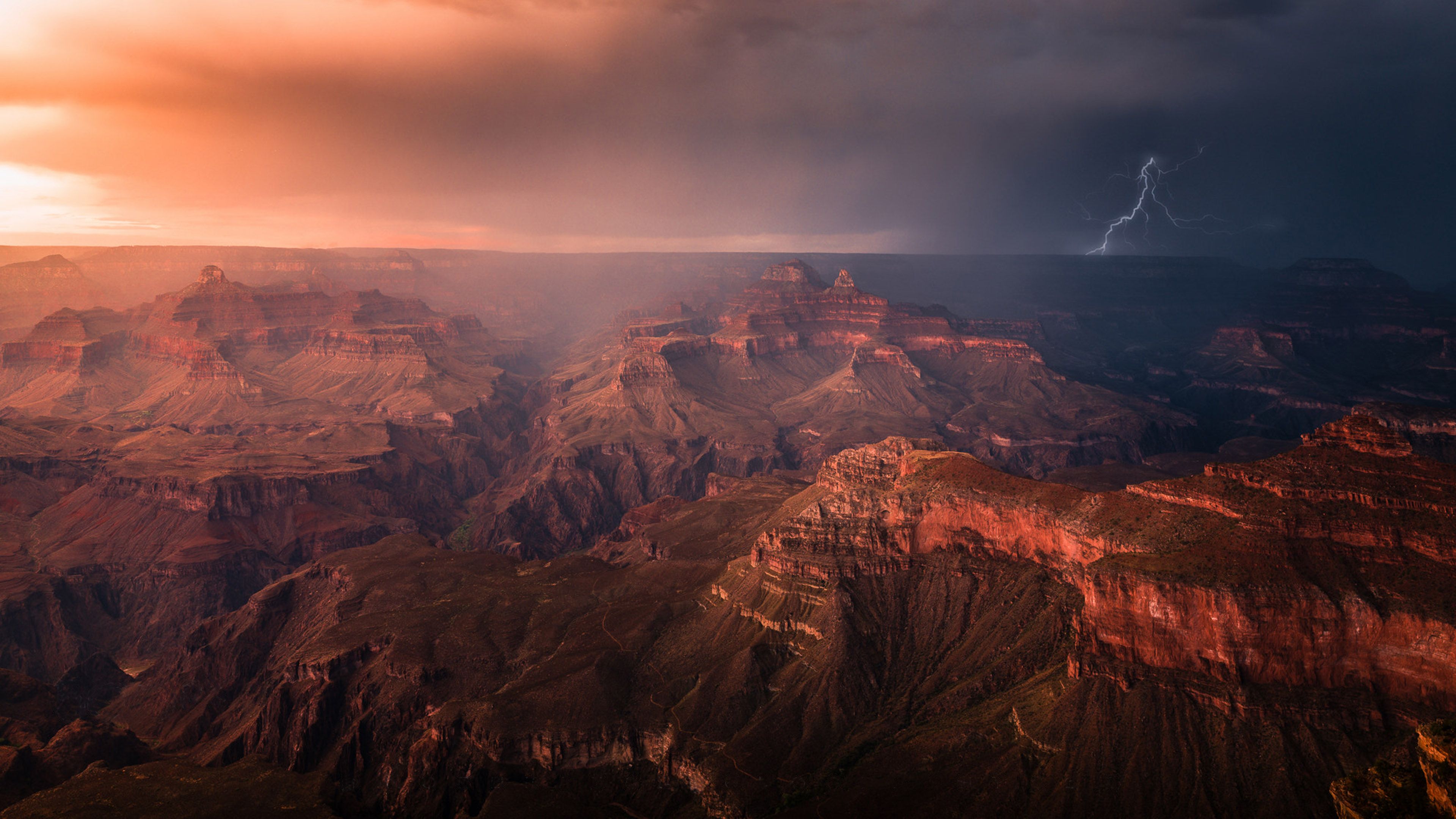 Arizona National Park Grand Canyon Monsoon From Mather Point 4k