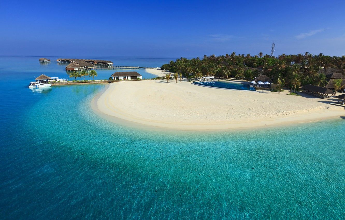 Wallpaper sea, the Maldives, blue water, Paradise island image