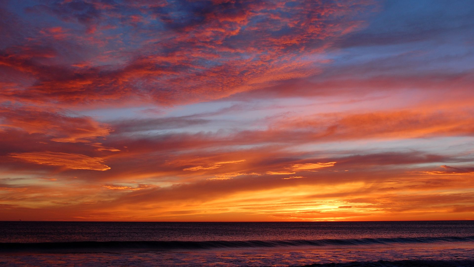 Download Wallpaper sunset sea usa california clouds malibu