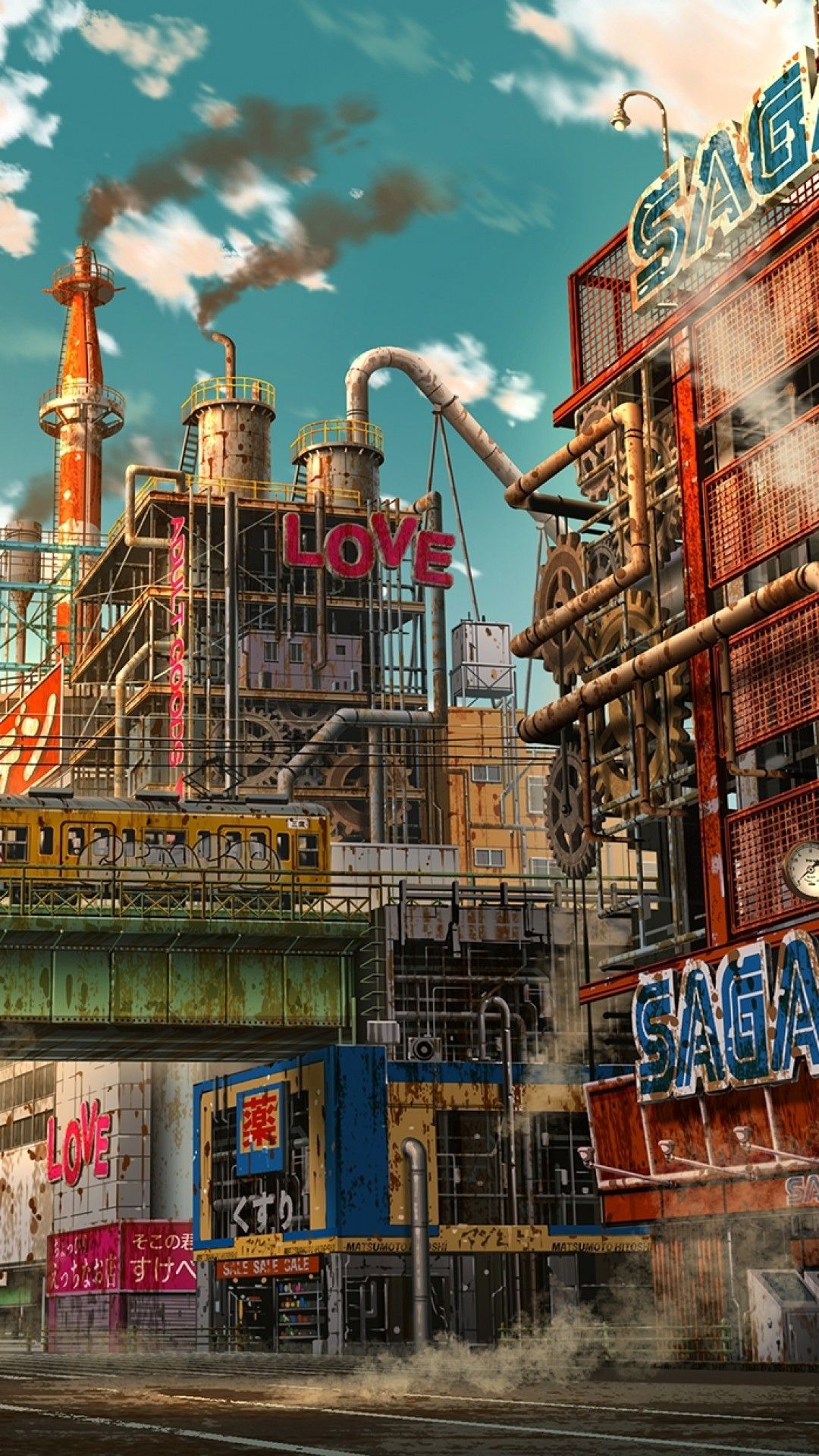 Download 1080x1920 Futuristic Anime City, Apocalypse, Ruins, Tokyo