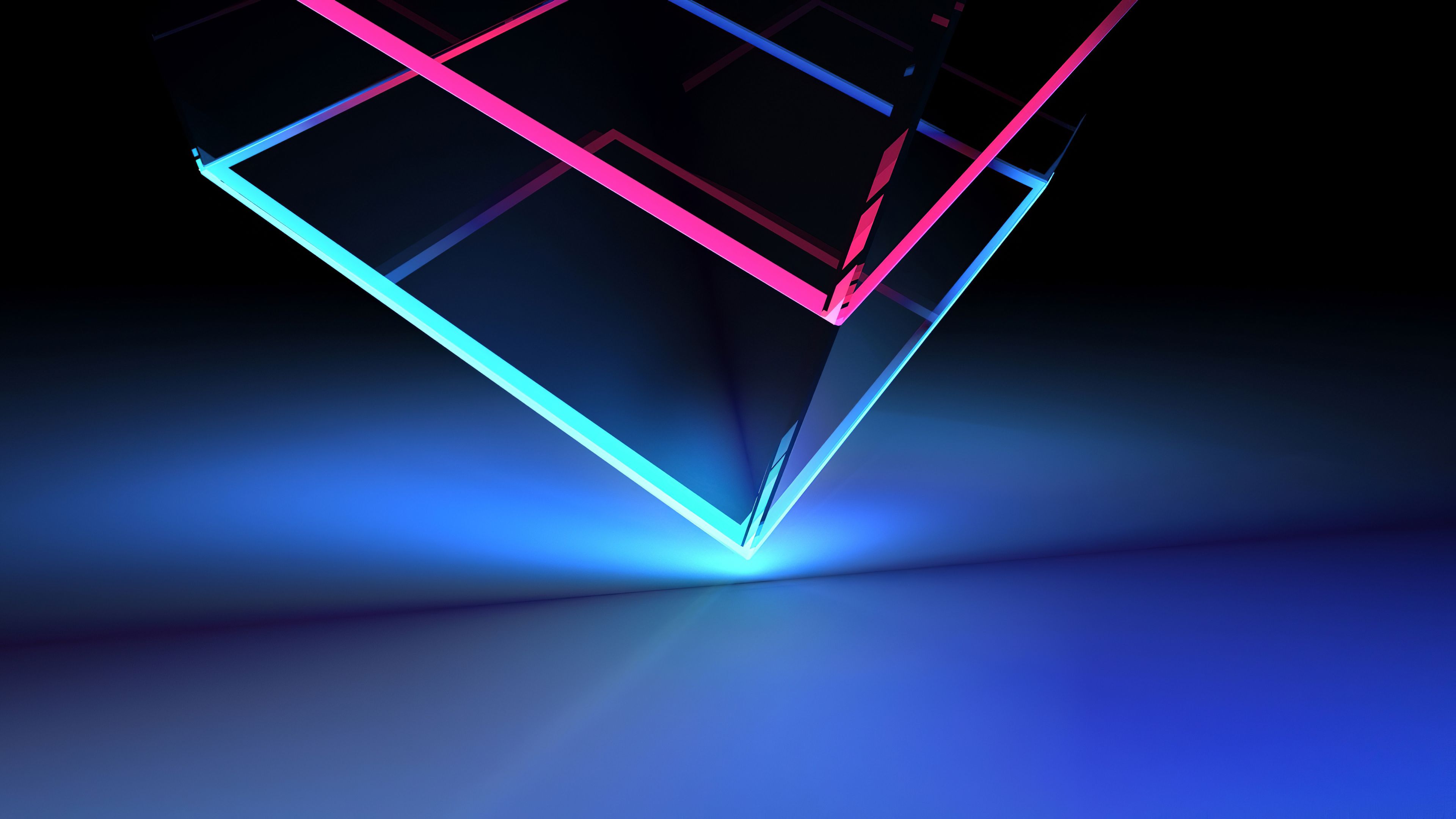 Neon Cube Abstract Shapes 4k, HD Abstract, 4k Wallpaper, Image