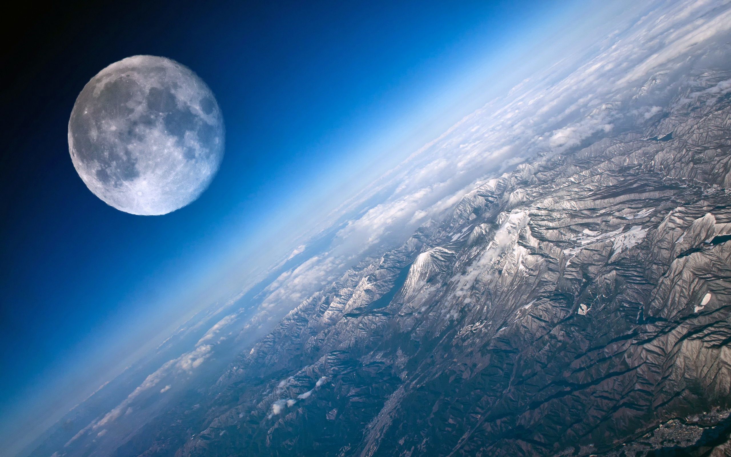 Wallpaper Moon And Earth Close Up 2560x1600 HD Picture, Image