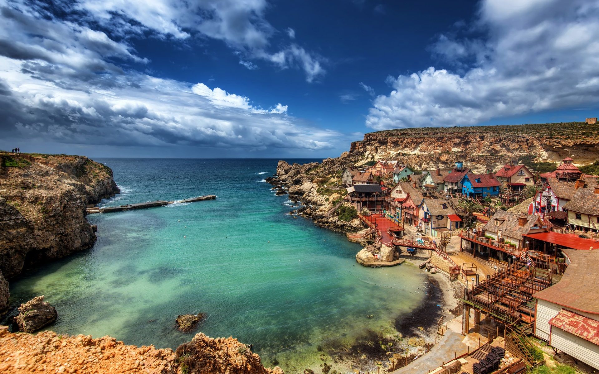 Wallpaper Malta, Popeye Village, mediterranean, sea, coast, houses
