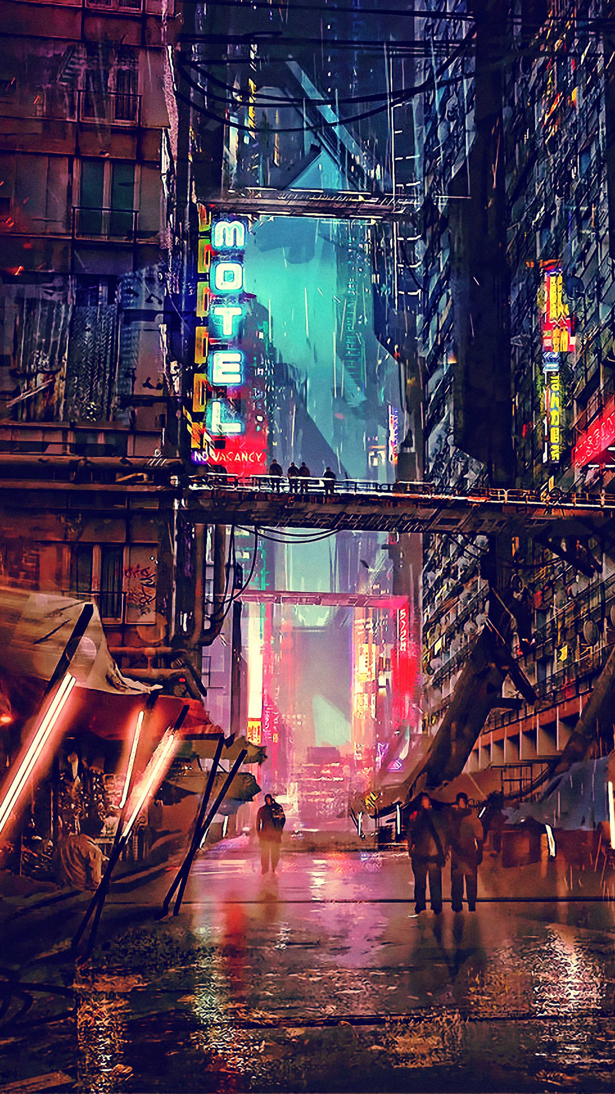 Sci Fi Cyberpunk City Free 4K Ultra HD Mobile Wallpaper