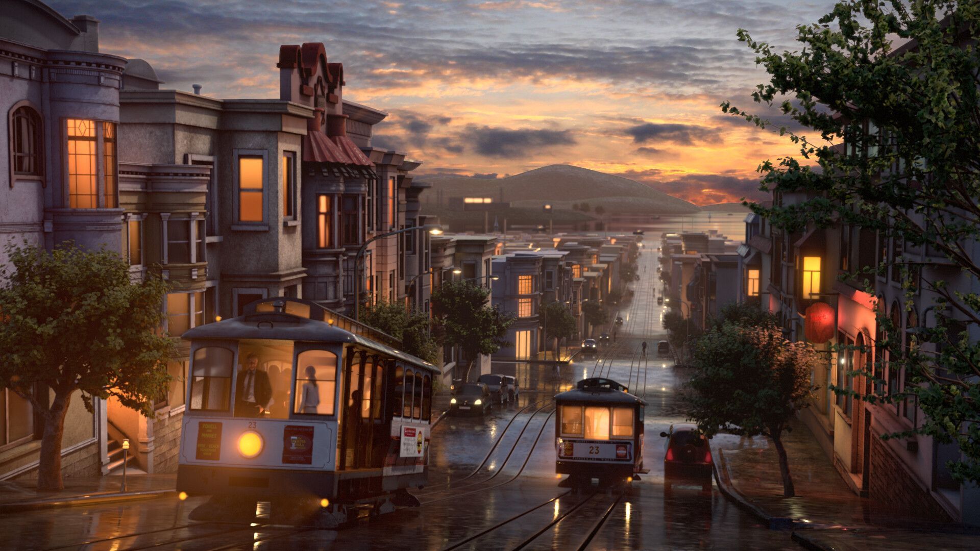 Amazing 3D recreation of 'Cable Car Heaven' from Evgeny Lushpin's