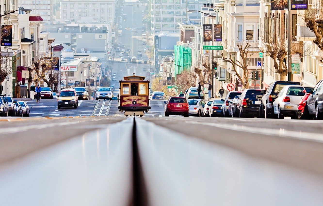 Wallpaper car, city, USA, California, San Francisco, street, hill