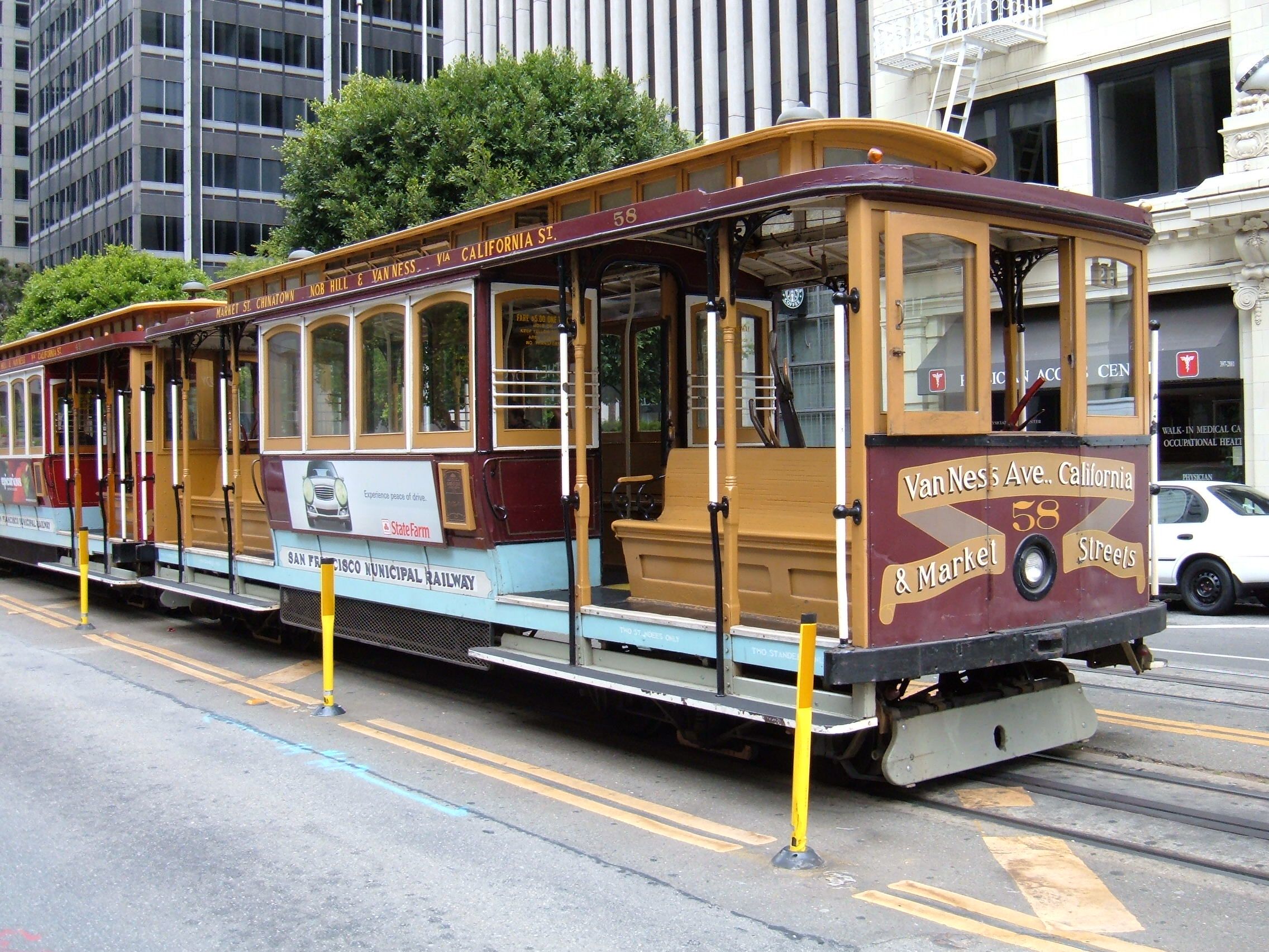 San Francisco cable car no. 58 on California St