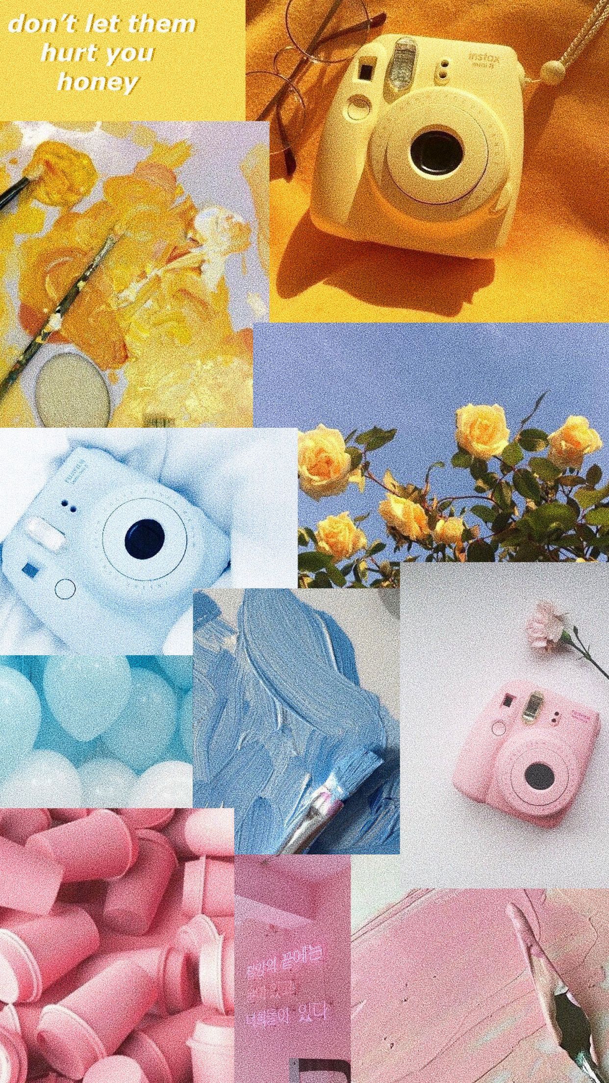 aesthetic wallpaper PINK, BLUE, and YELLOW