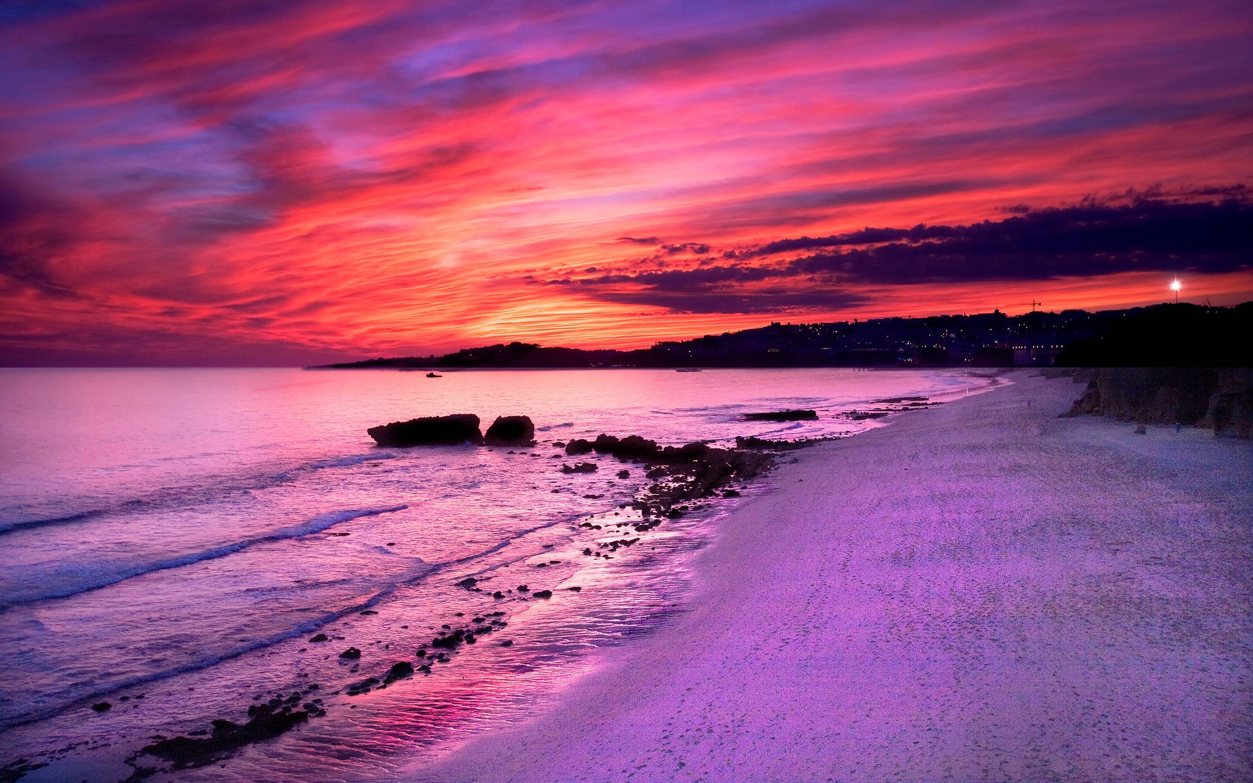 Purple Sunset Nature Wallpaper Background