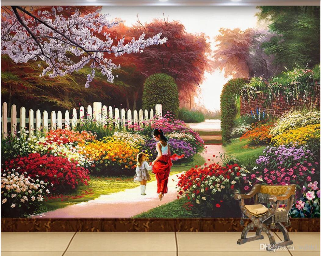 3D Wallpaper Custom Photo Mural Garden, Flowers And Trees