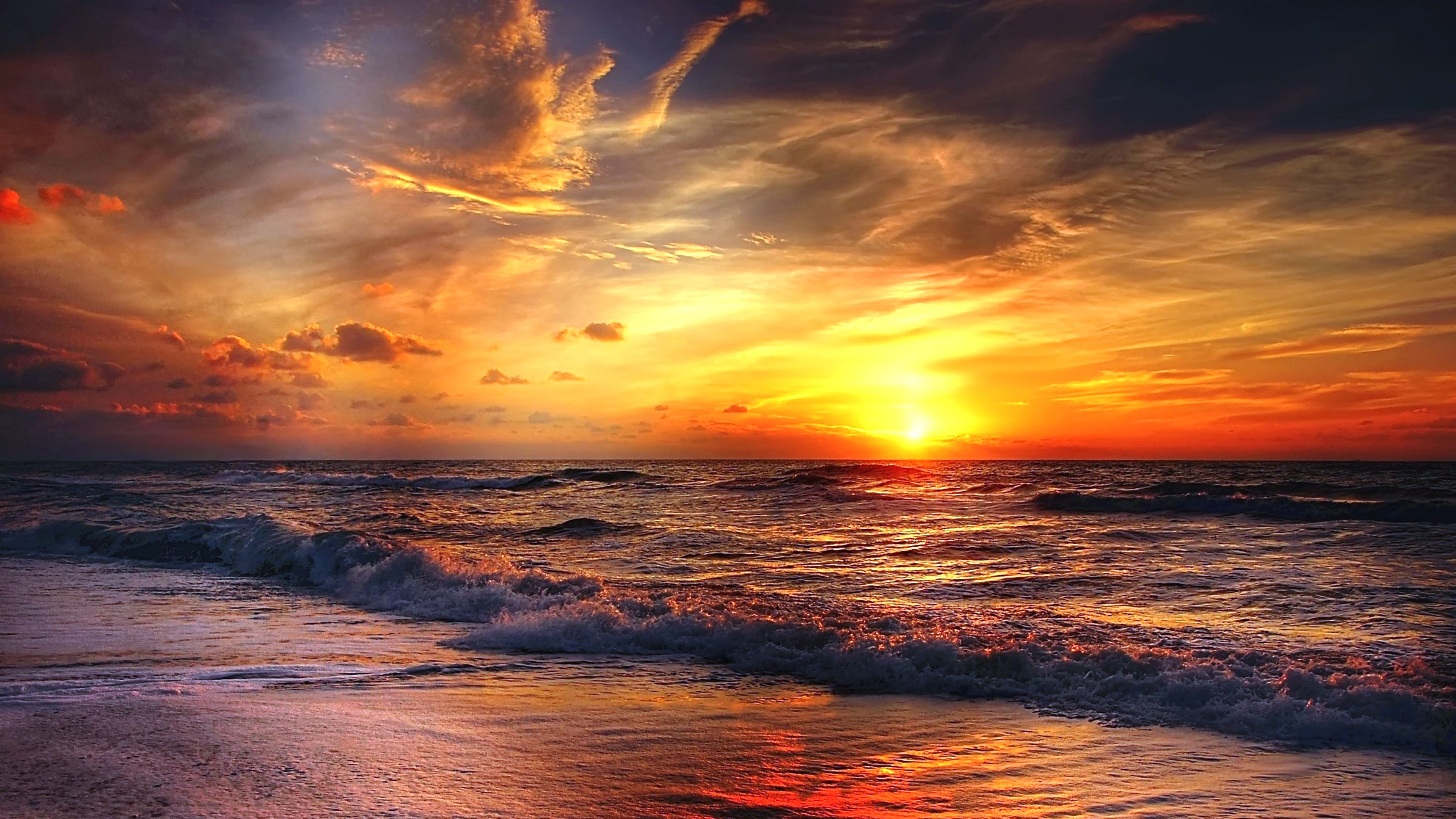 4K Beach Sunrise Wallpaper HD