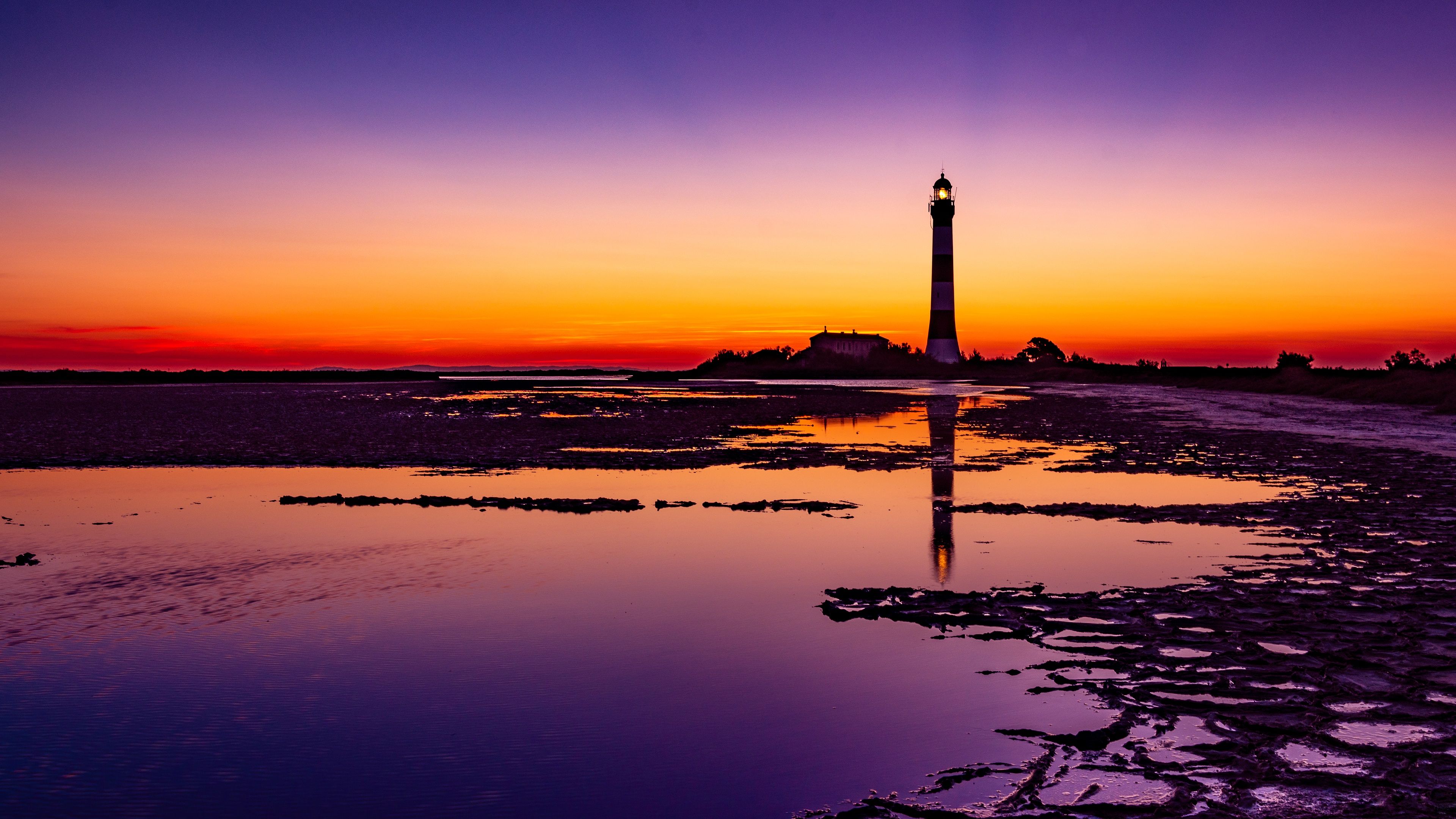 Lighthouse Colorful Sunrise 4k, HD Nature, 4k Wallpaper, Image