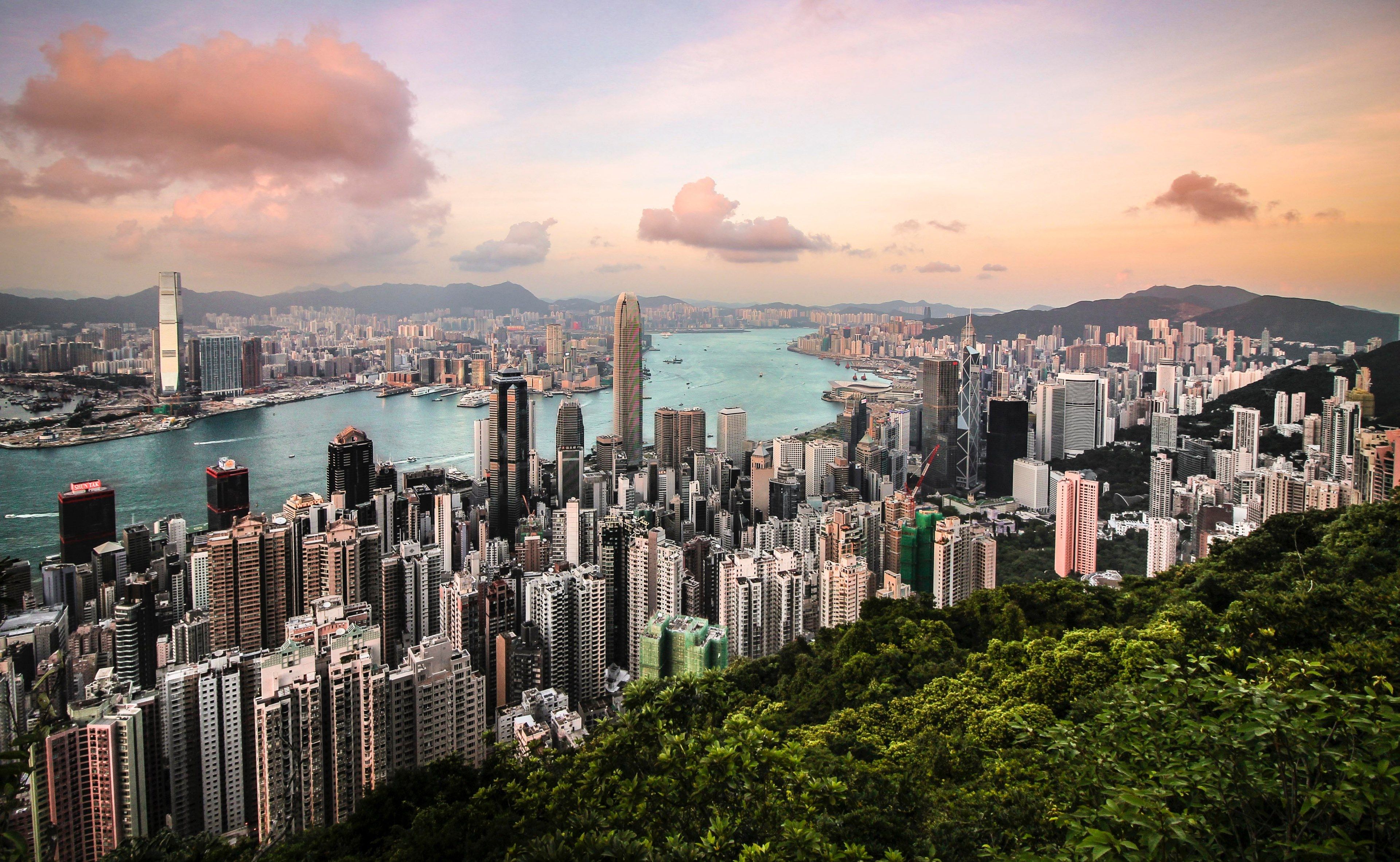 hongkong skyline view from victoria peak 4k wallpaper and background