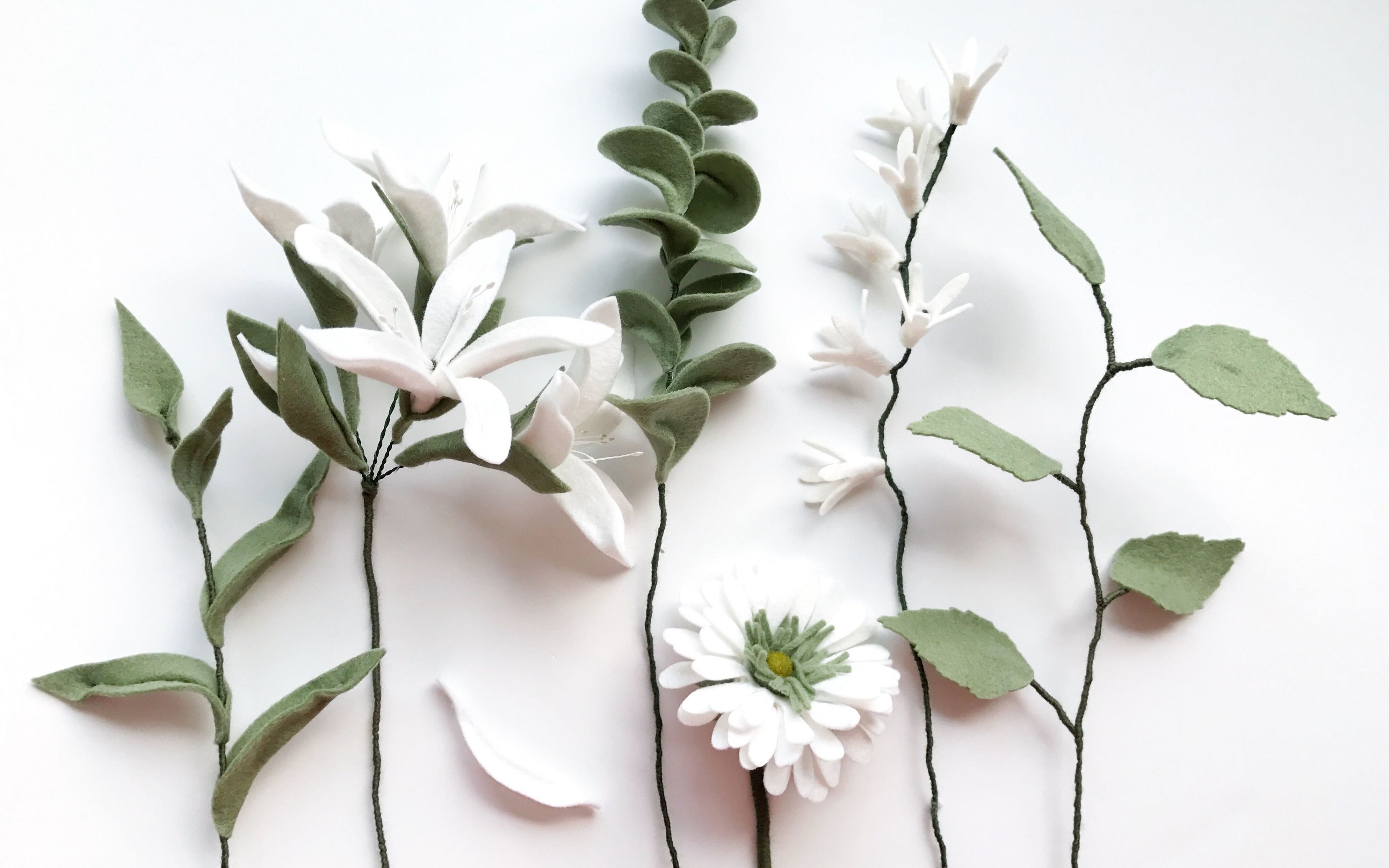 Download 3840x2400 wallpaper white flowers, green leaves, fresh