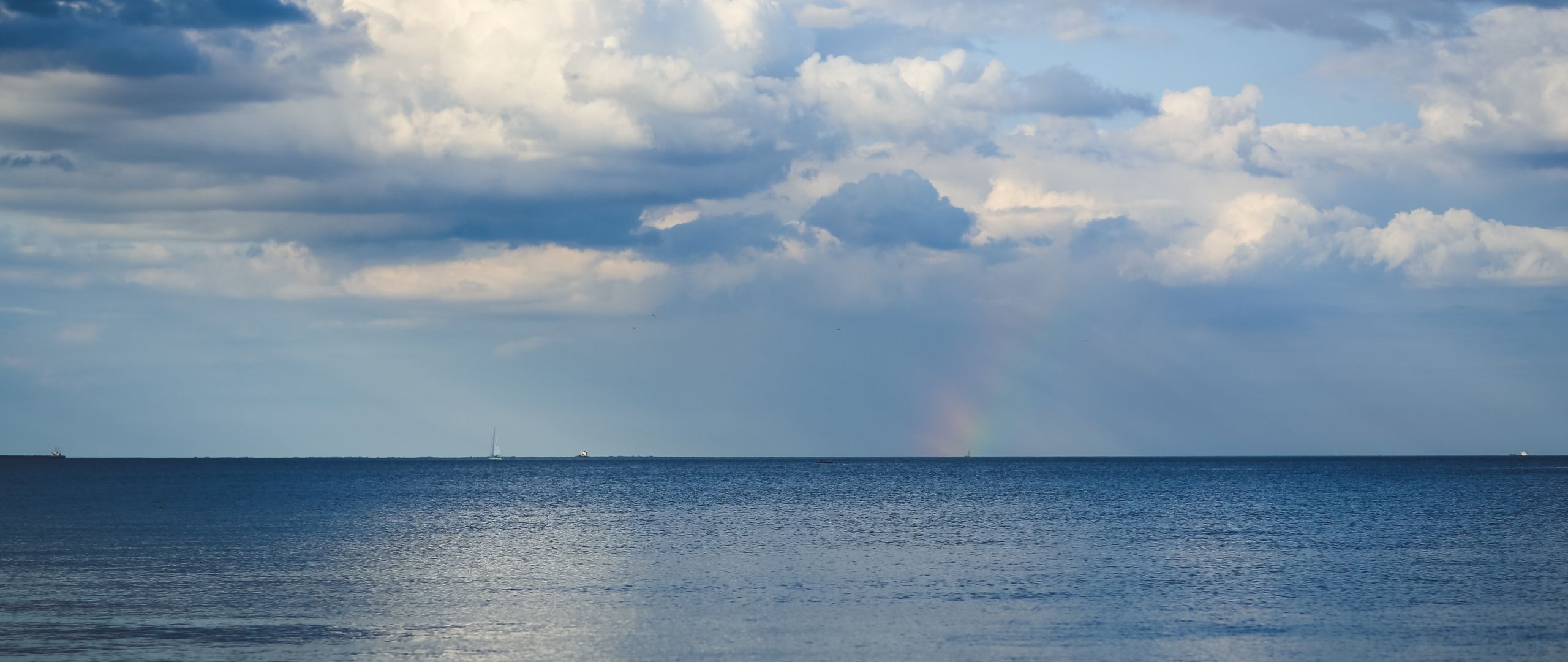 Download Baltic sea, 5k, 4k wallpaper, 8k, horizon, sky, clouds, rainbow Dual Wide display 1080p wallpaper 2560x1080