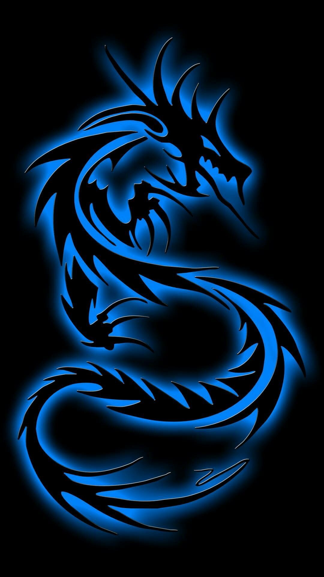Blue neon dragon. Tribal dragon tattoos, Dragon