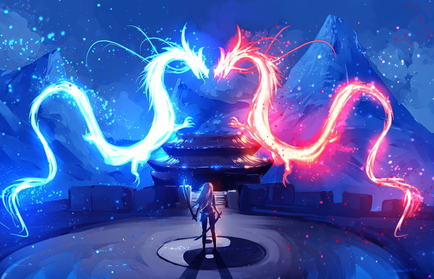 cool neon dragon backgrounds