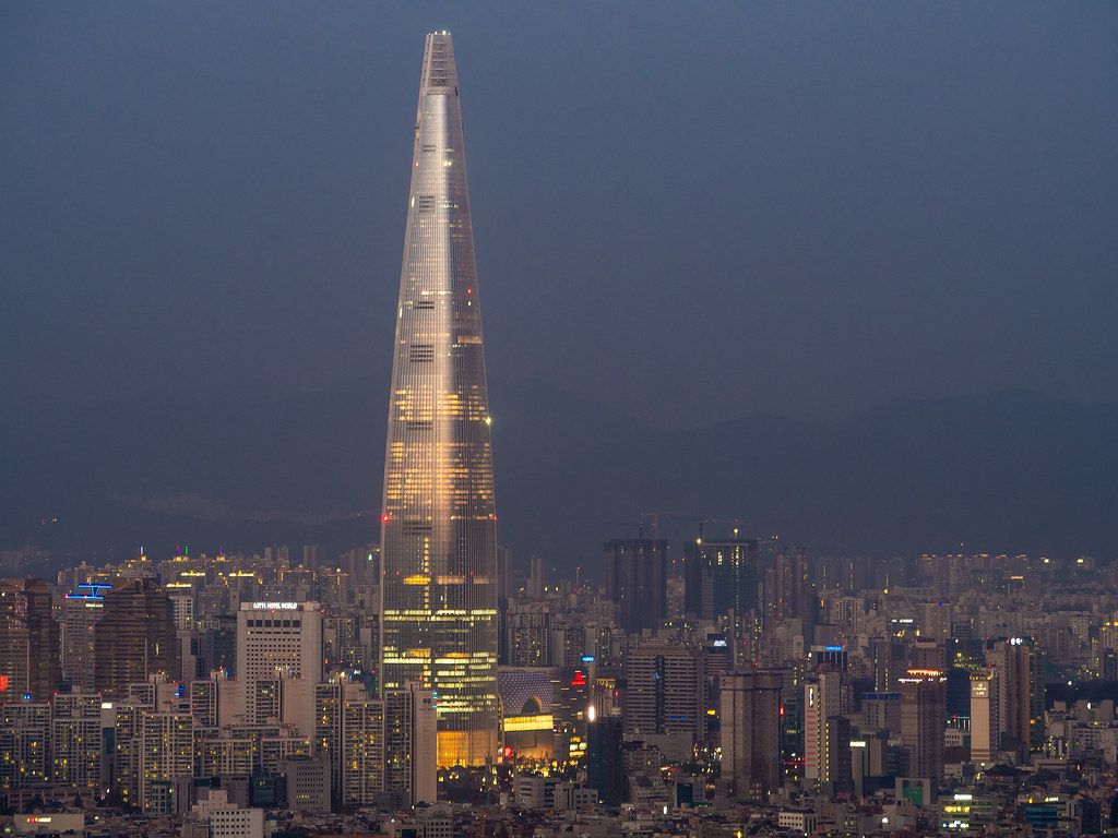 Lotte World Tower Night View Guryongsan Seoul South Korea