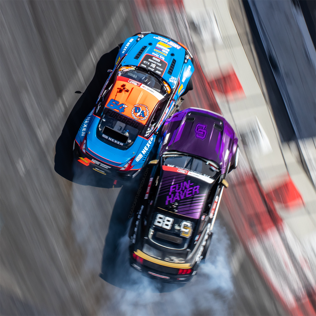 Close contact at Formula Drift with Chris Forsbergand and Chelsea