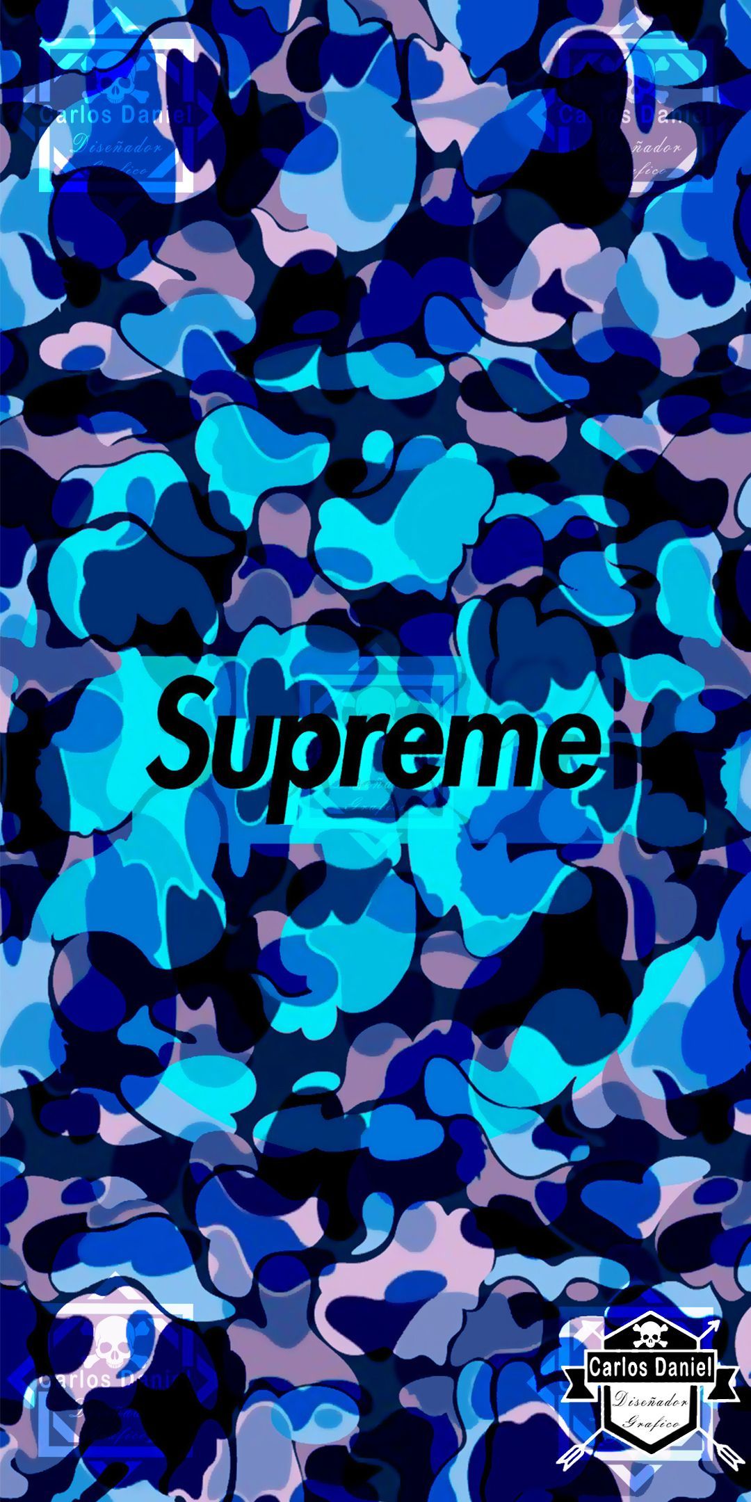 Blue Supreme Camo Background