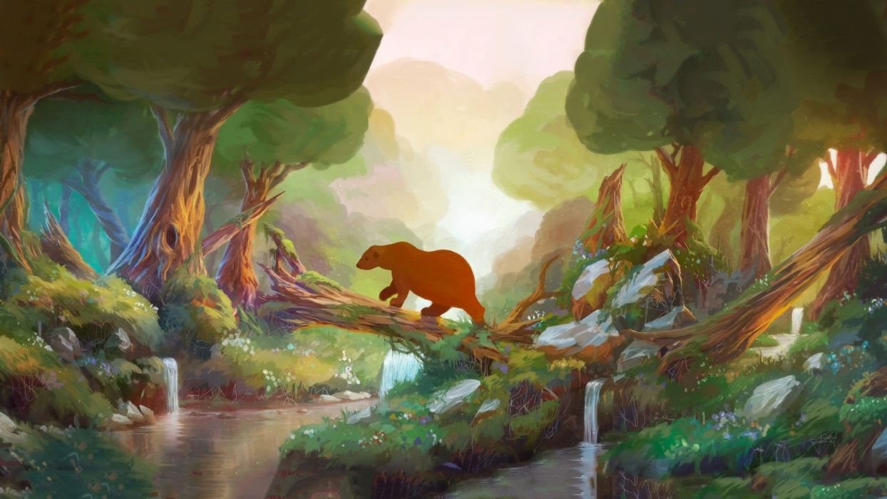 Anime cartoon fantasy children kids art paintings animals bears