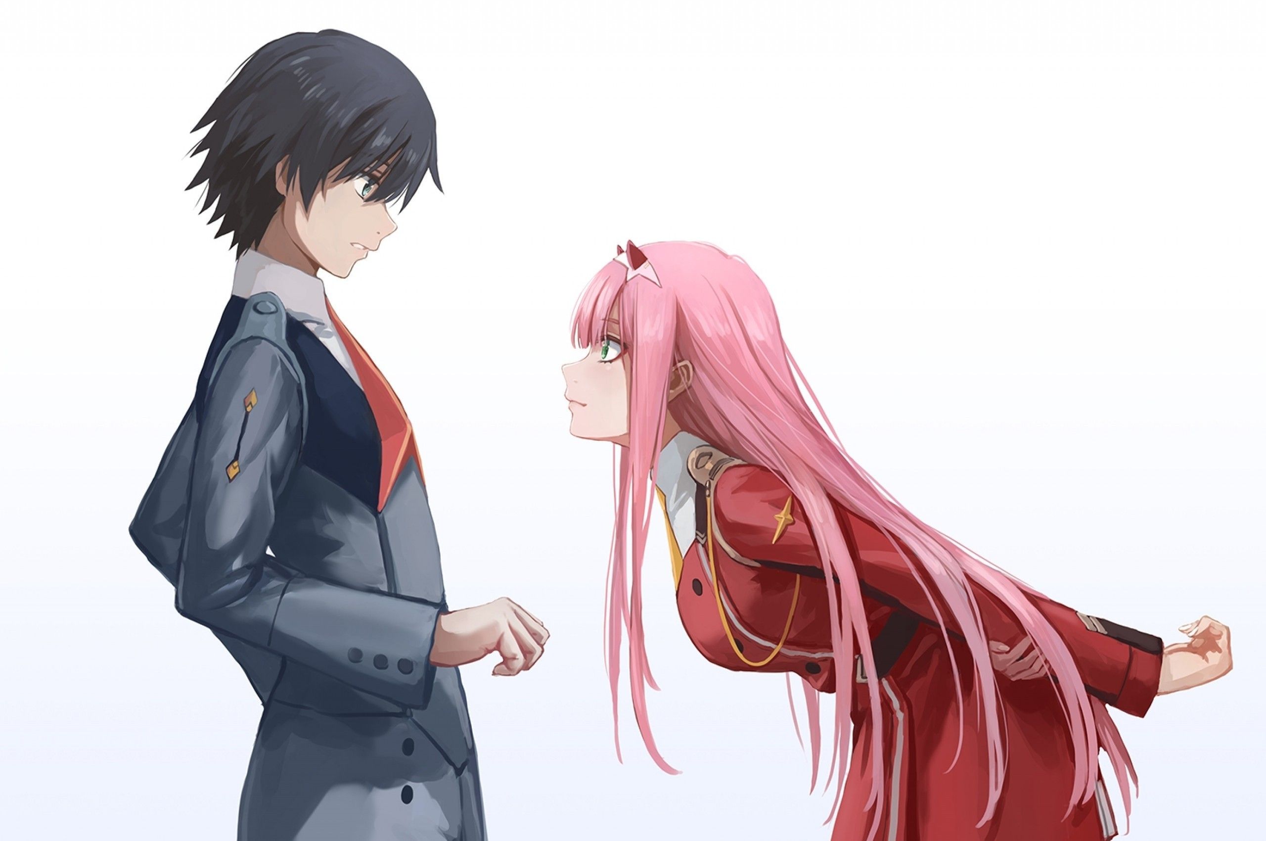 Download 2560x1700 Zero Two X Hiro, Darling In The Franxx, Pink Hair, Profile View, Romance, Couple Wallpaper for Chromebook Pixel