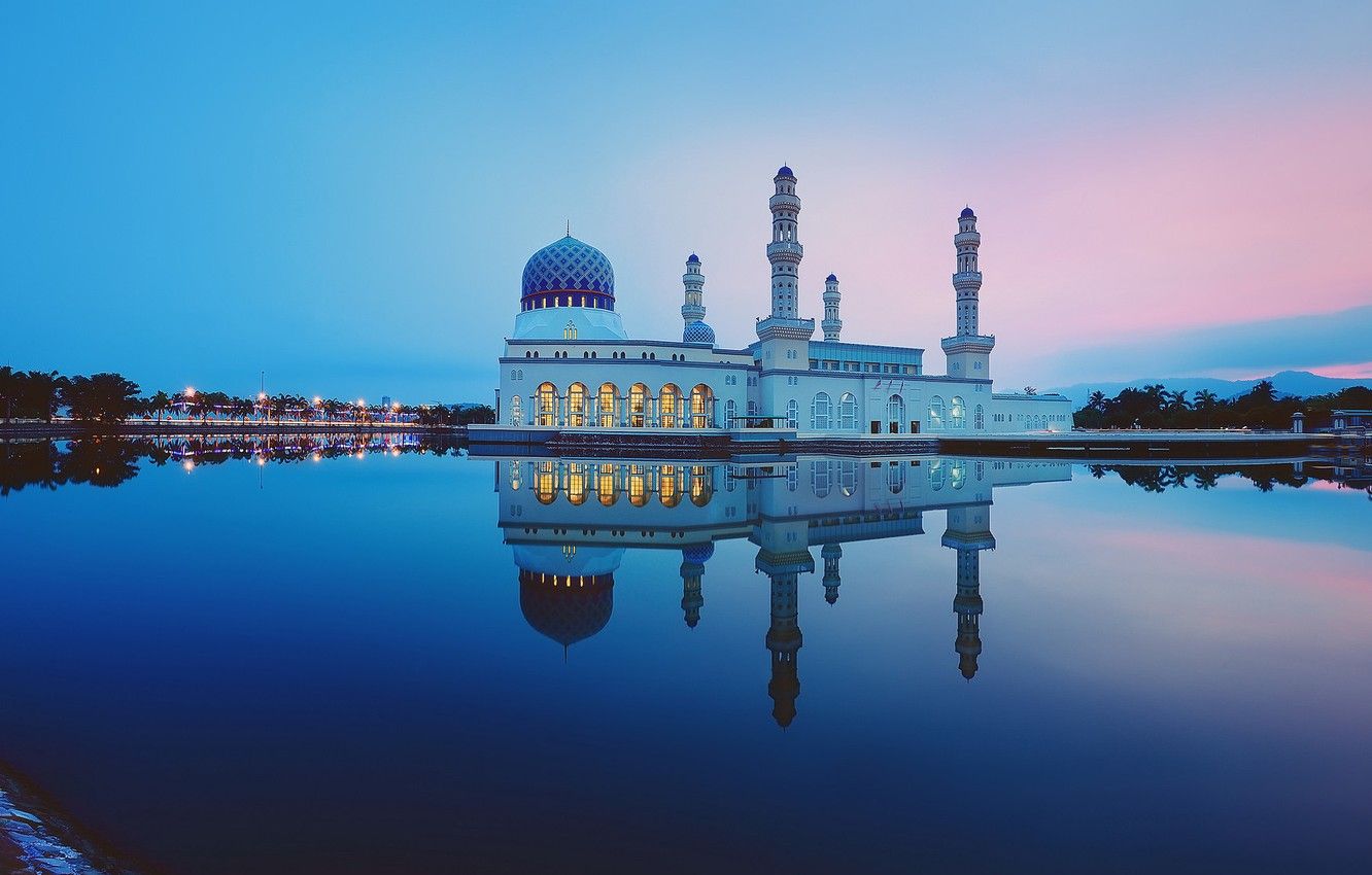 Wallpaper clouds, sunset, reflection, mirror, twilight, Malaysia