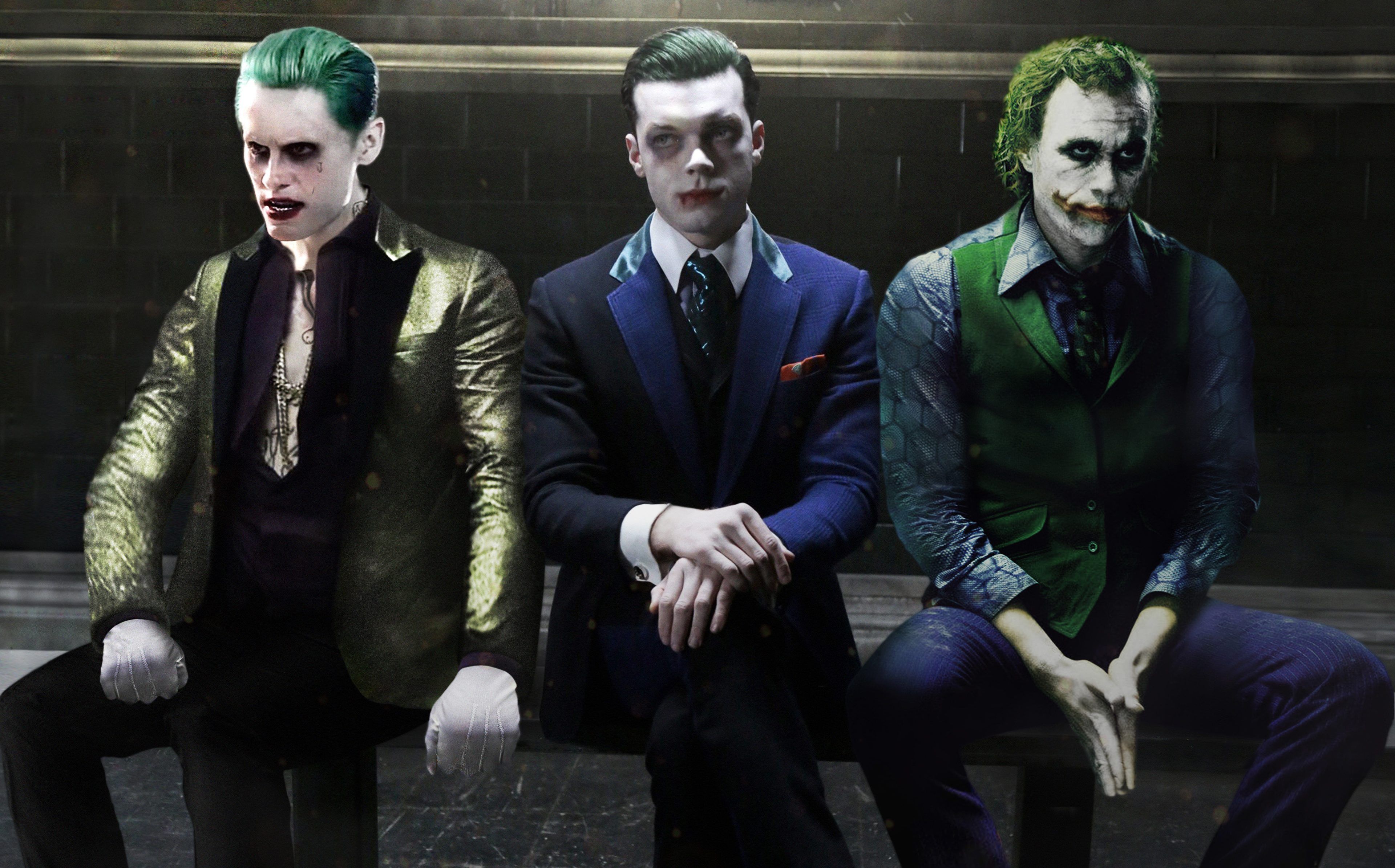 The 3 Jokers Jared Leto Cameron Monaghan and Heath Ledger 4K