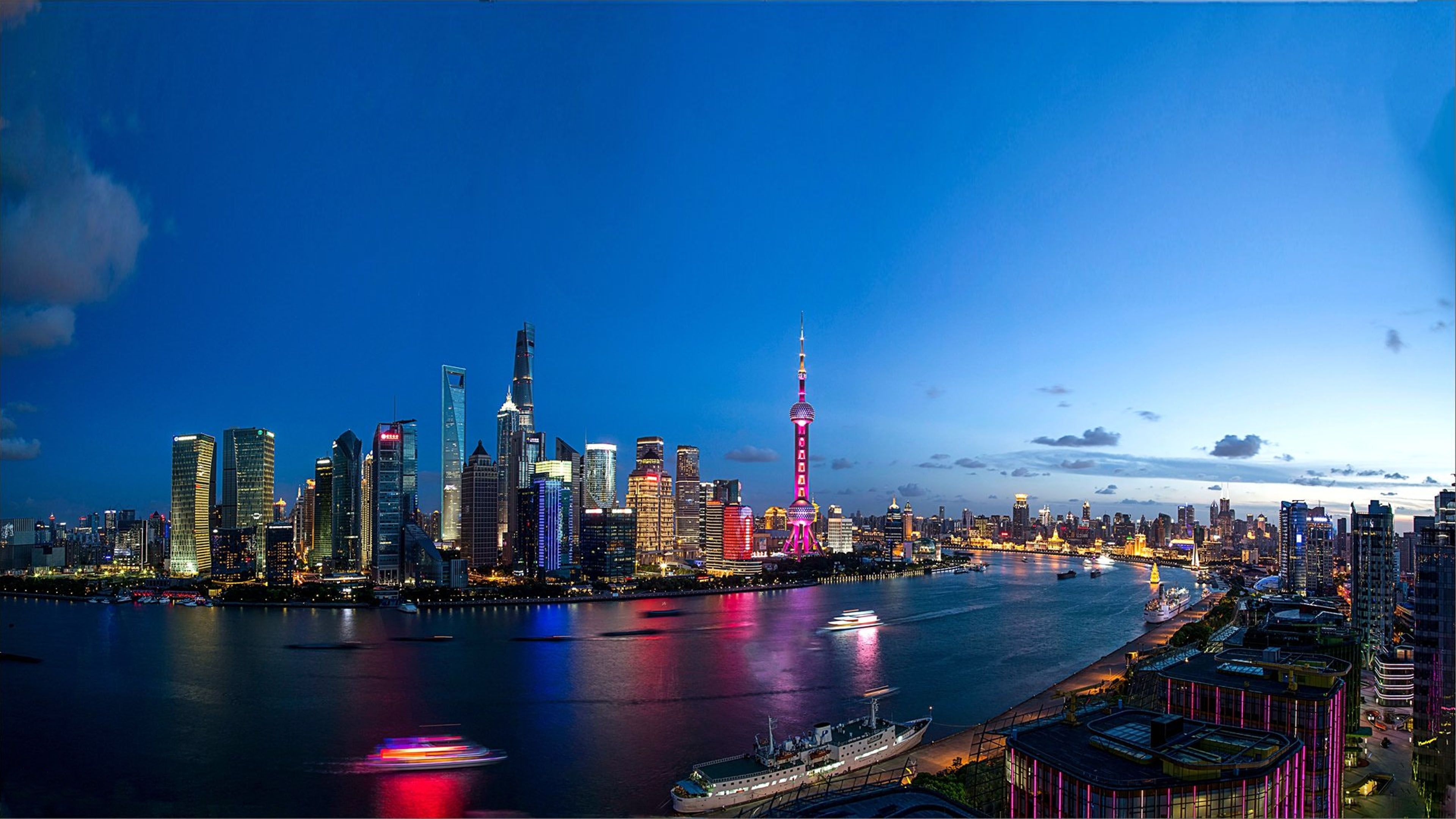 City In China Shanghai Twilight The Last Light Of The Day 4k Ultra