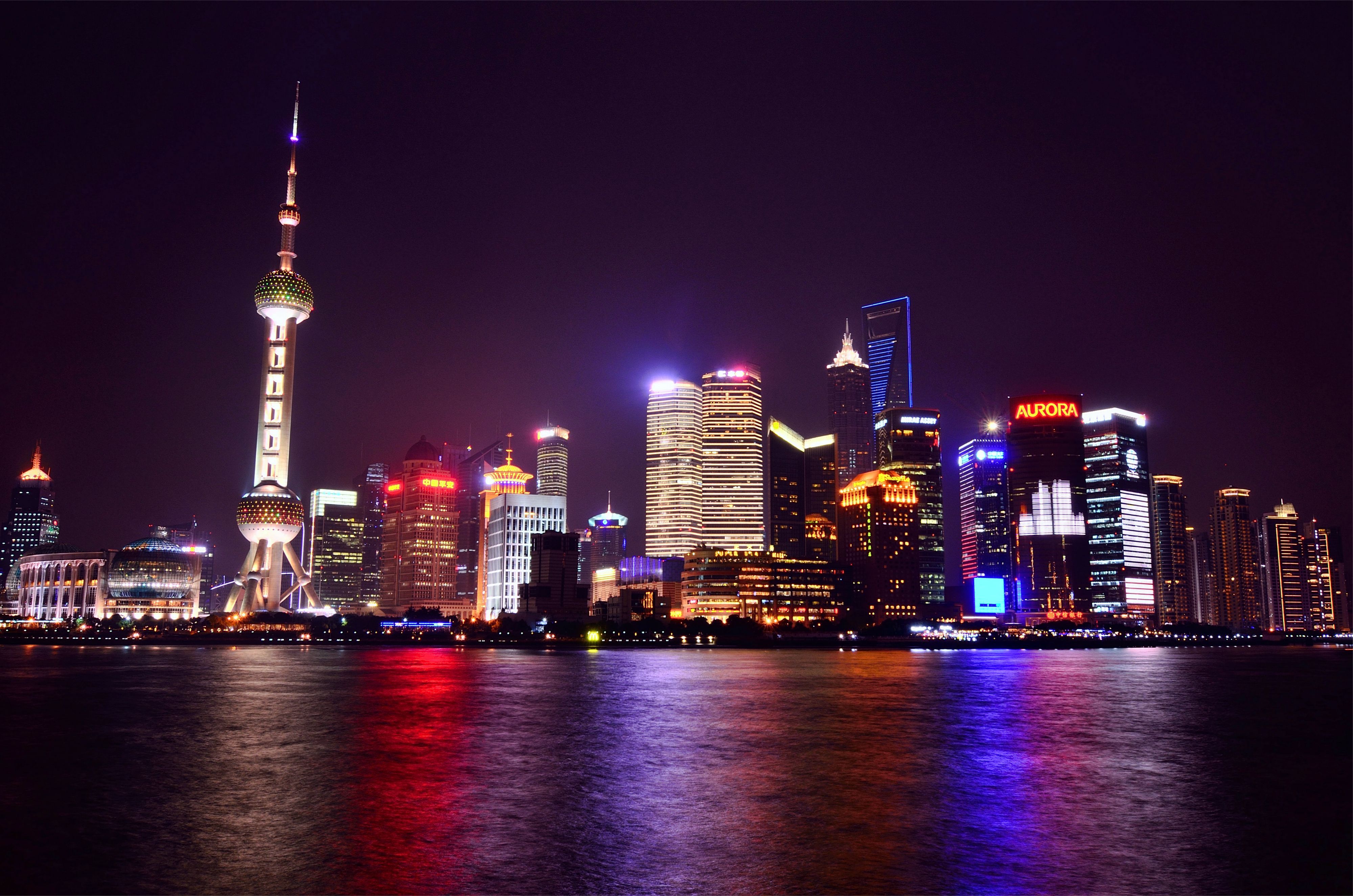 China, Shanghai, night city, megalopolis, backlight, lights