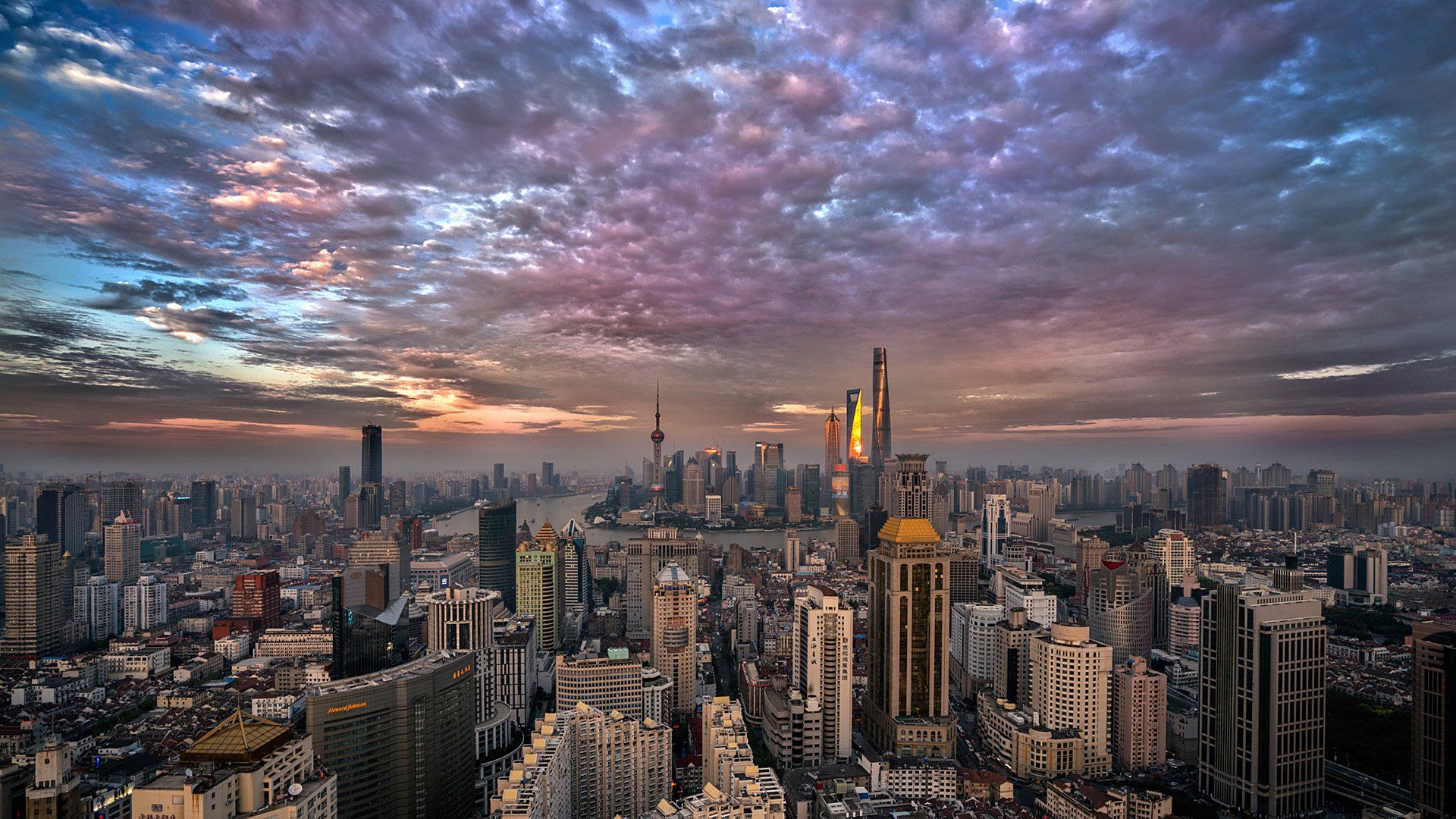 Sunset in Shanghai China HD wallpaper