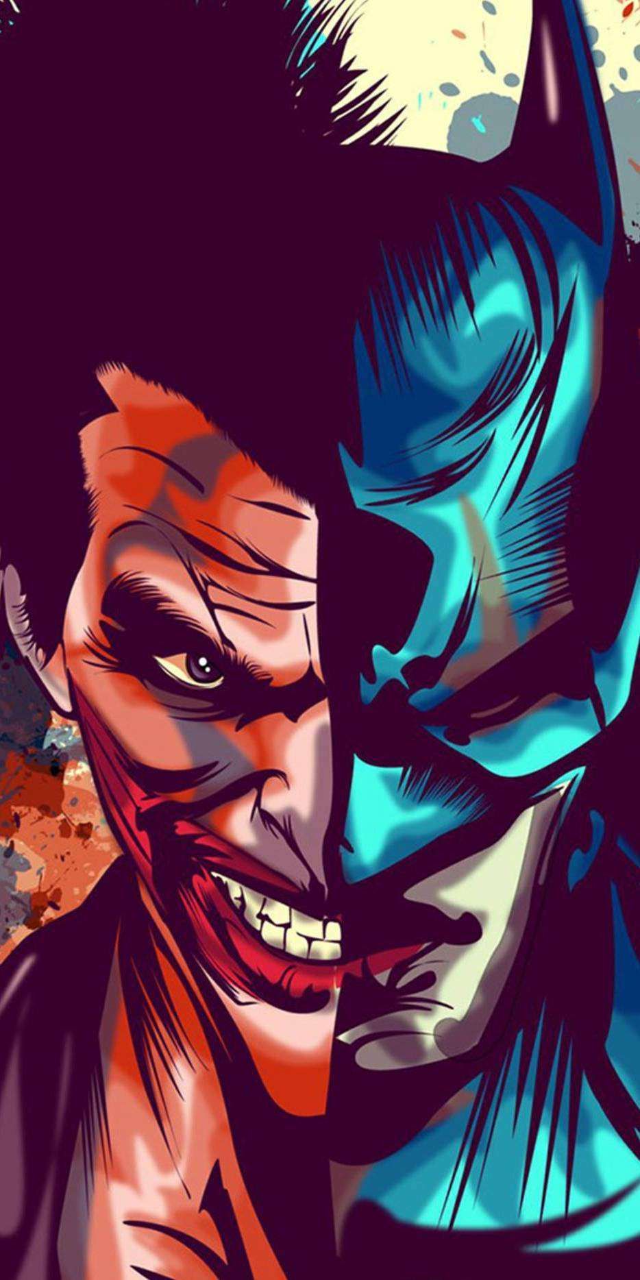 Joker and Batman Faces iPhone Wallpaper. Batman wallpaper, Joker wallpaper, Batman artwork