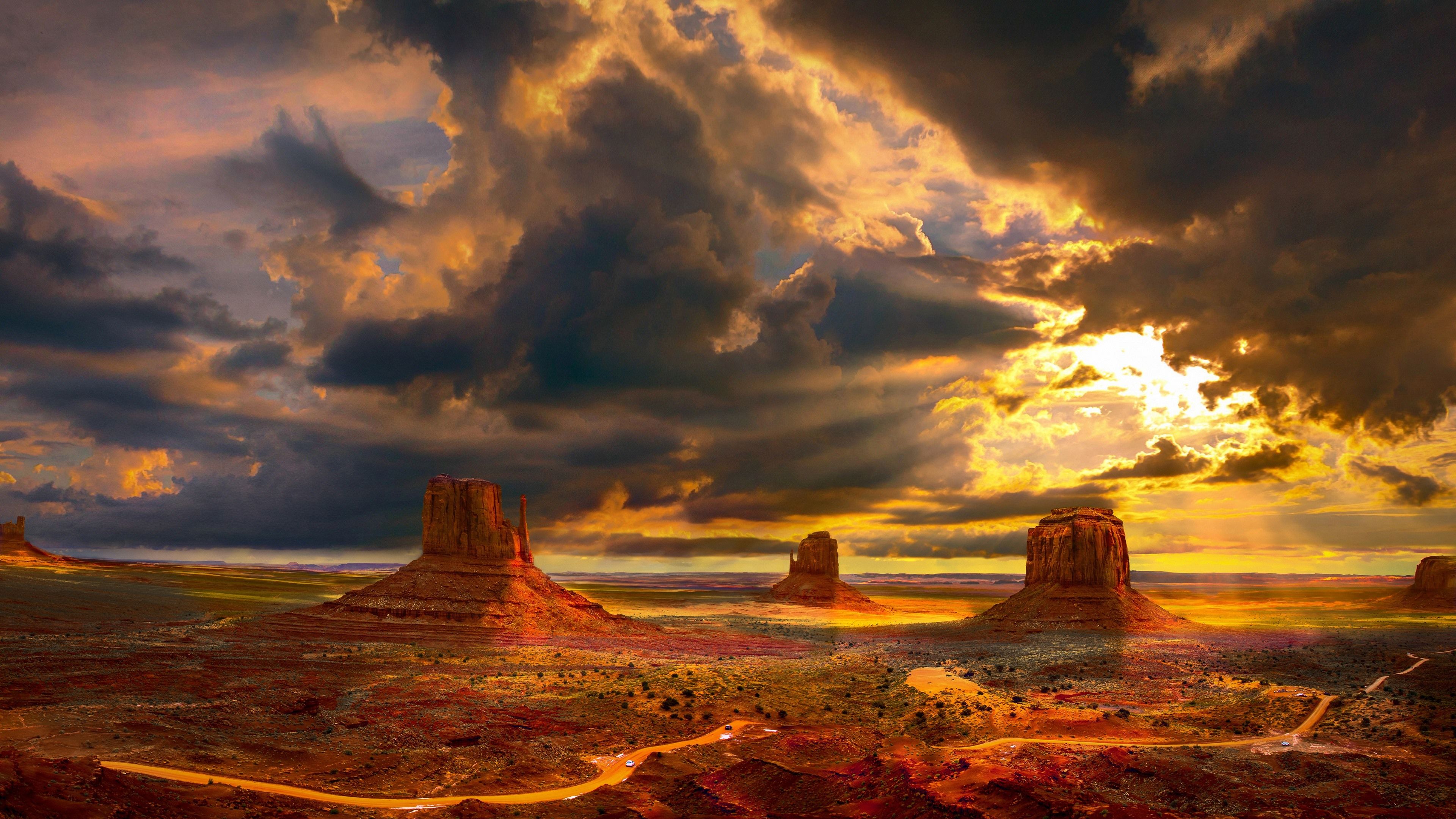 Wallpaper USA, Monument Valley, desert, nature landscape 3840x2160
