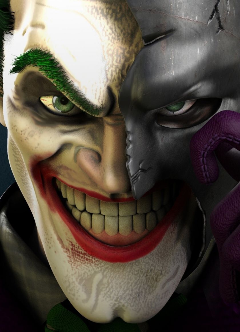 Download 840x1160 Wallpaper Joker, Face Off, Batman's Mask, Dc