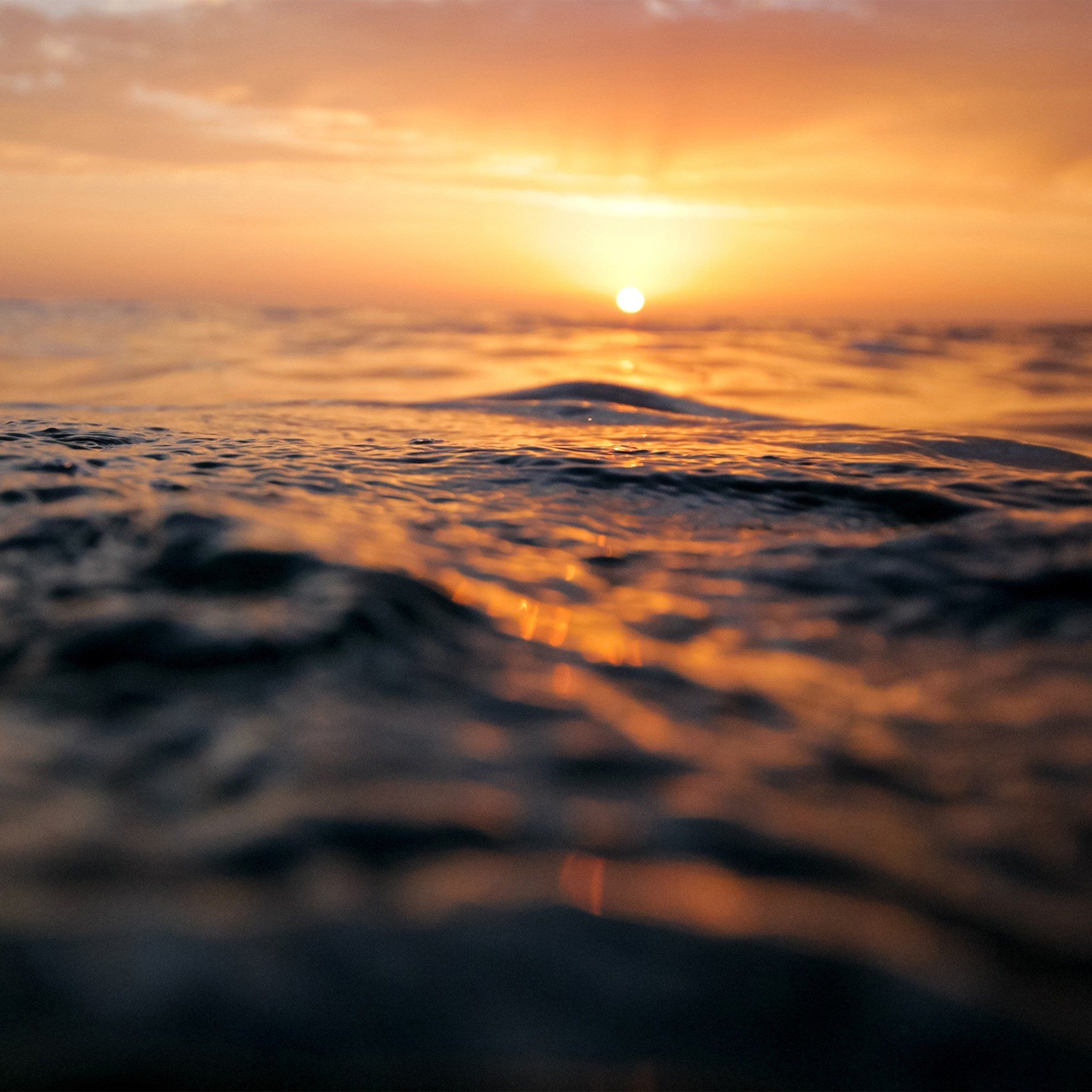 Sunset Sea Water Bokeh Orange Nature iPad Air Wallpaper Free Download