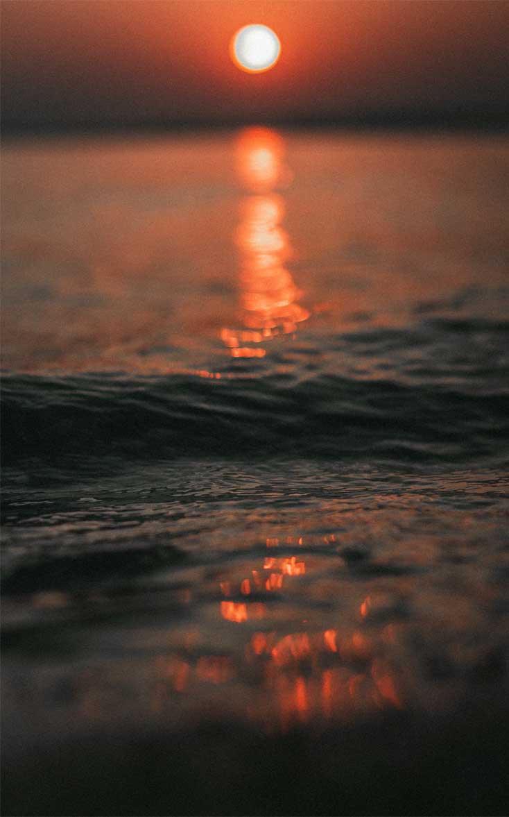 Sunset orange sky reflect the water in the sea #sunset #ocean