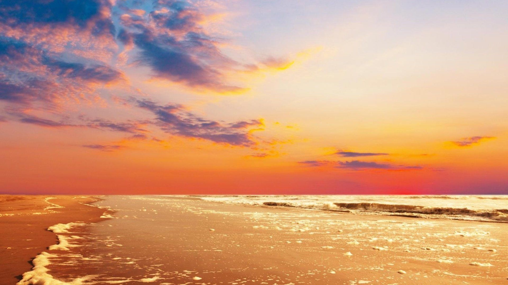 Beach sky clouds sea sunset beauty landscape summer wallpaperx1080