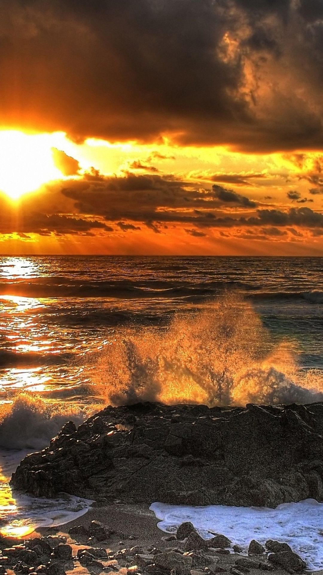 iPhone Wallpaper. Sky, Horizon, Wave, Nature, Sea, Sunset