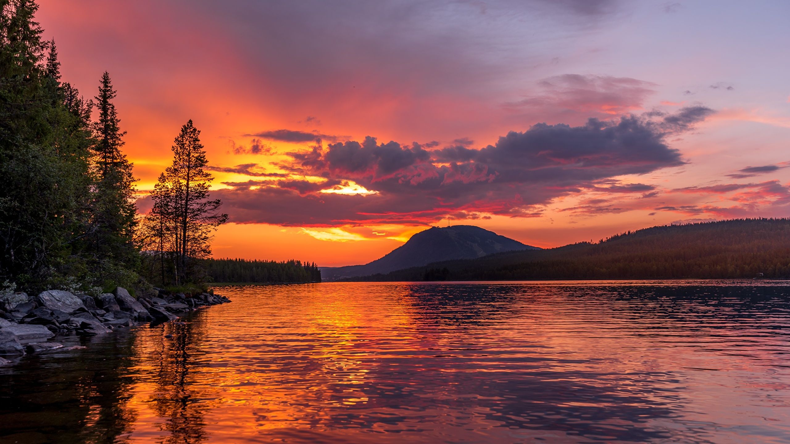Image Mountains Lake Sunrises and sunsets landscape 2560x1440