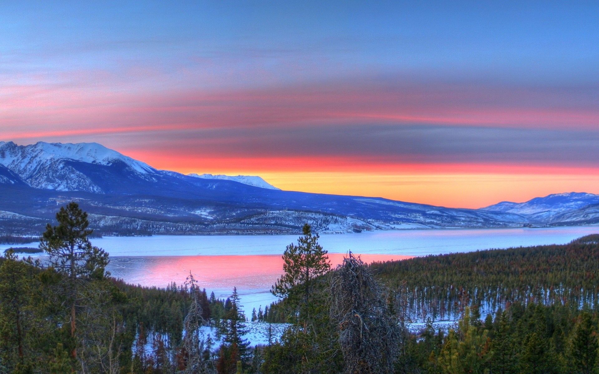 Mountain Lake Sunset Nature