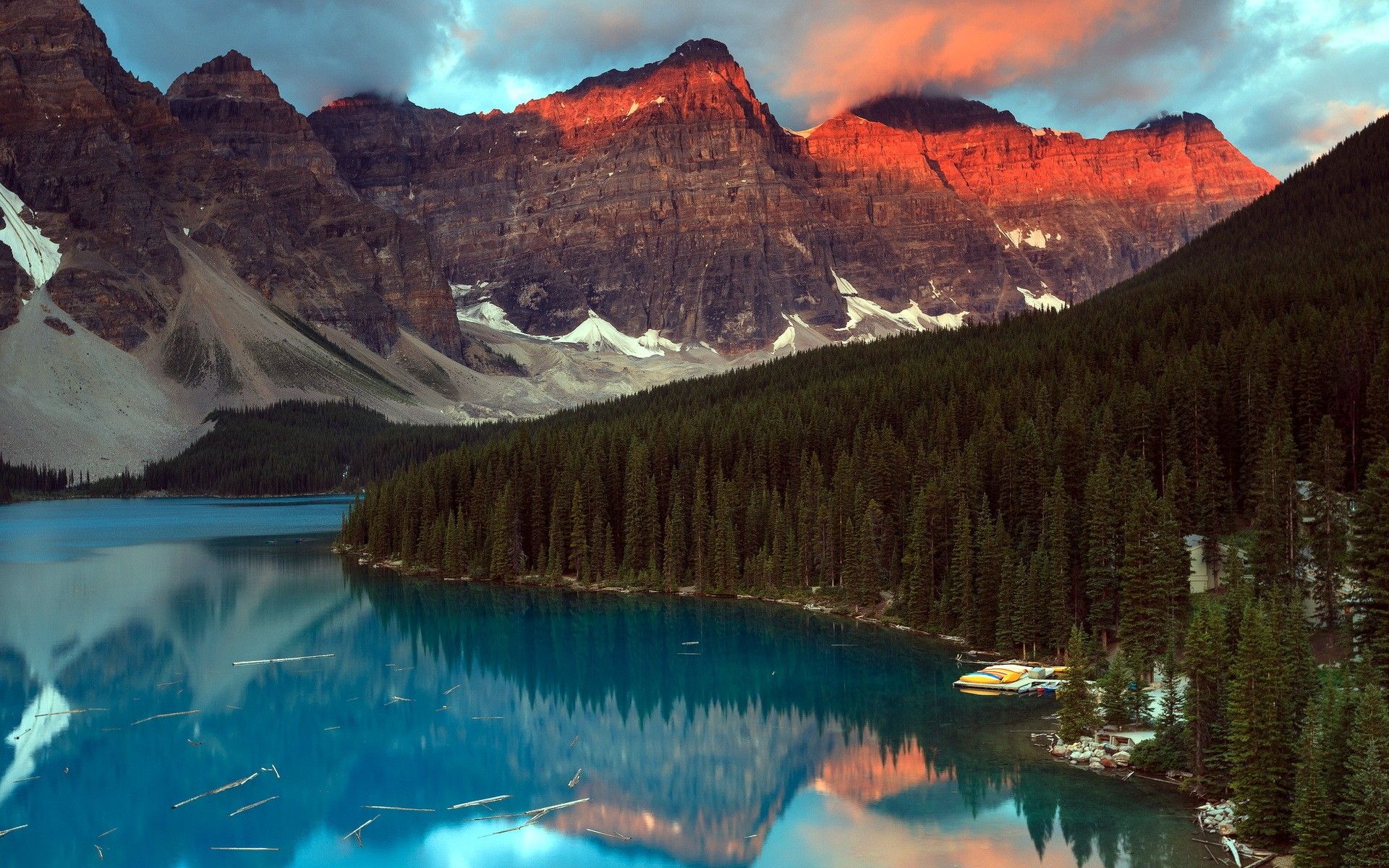 sunset, mountains, landscapes, Canada, Moraine Lake wallpaper