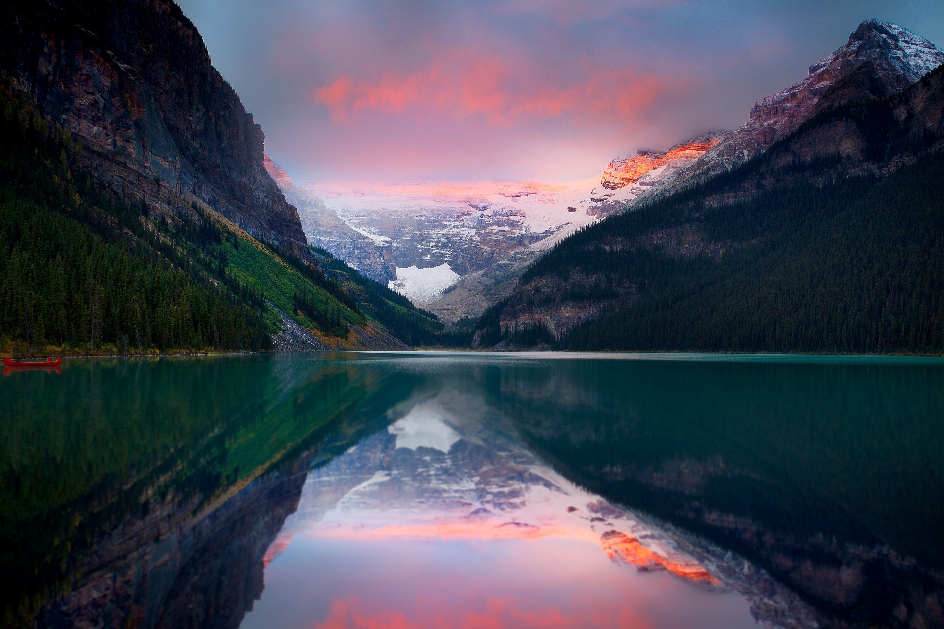 Mountain Lake Sunset Background Wallpaper