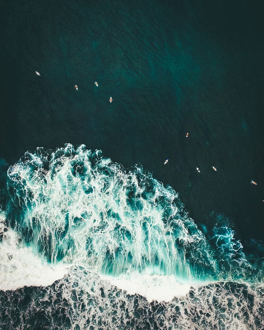 aerial, photography, boat, body, water, ocean waves, nature