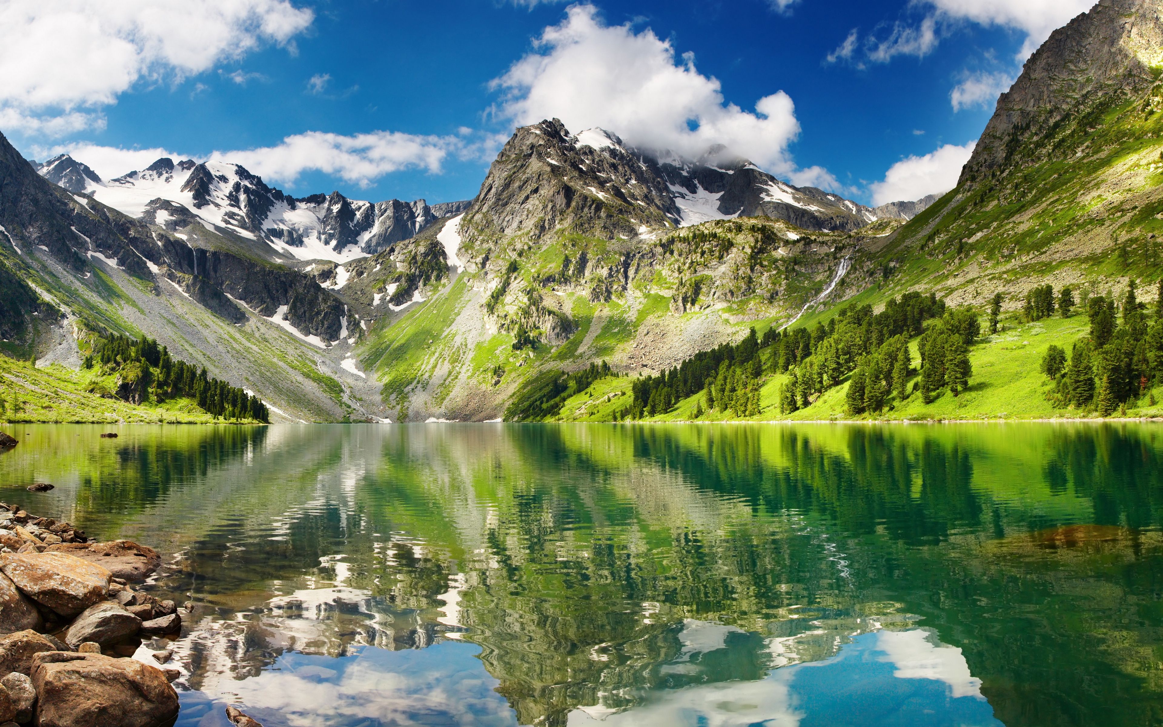 Lake and Mountains 4k Ultra HD Wallpaper