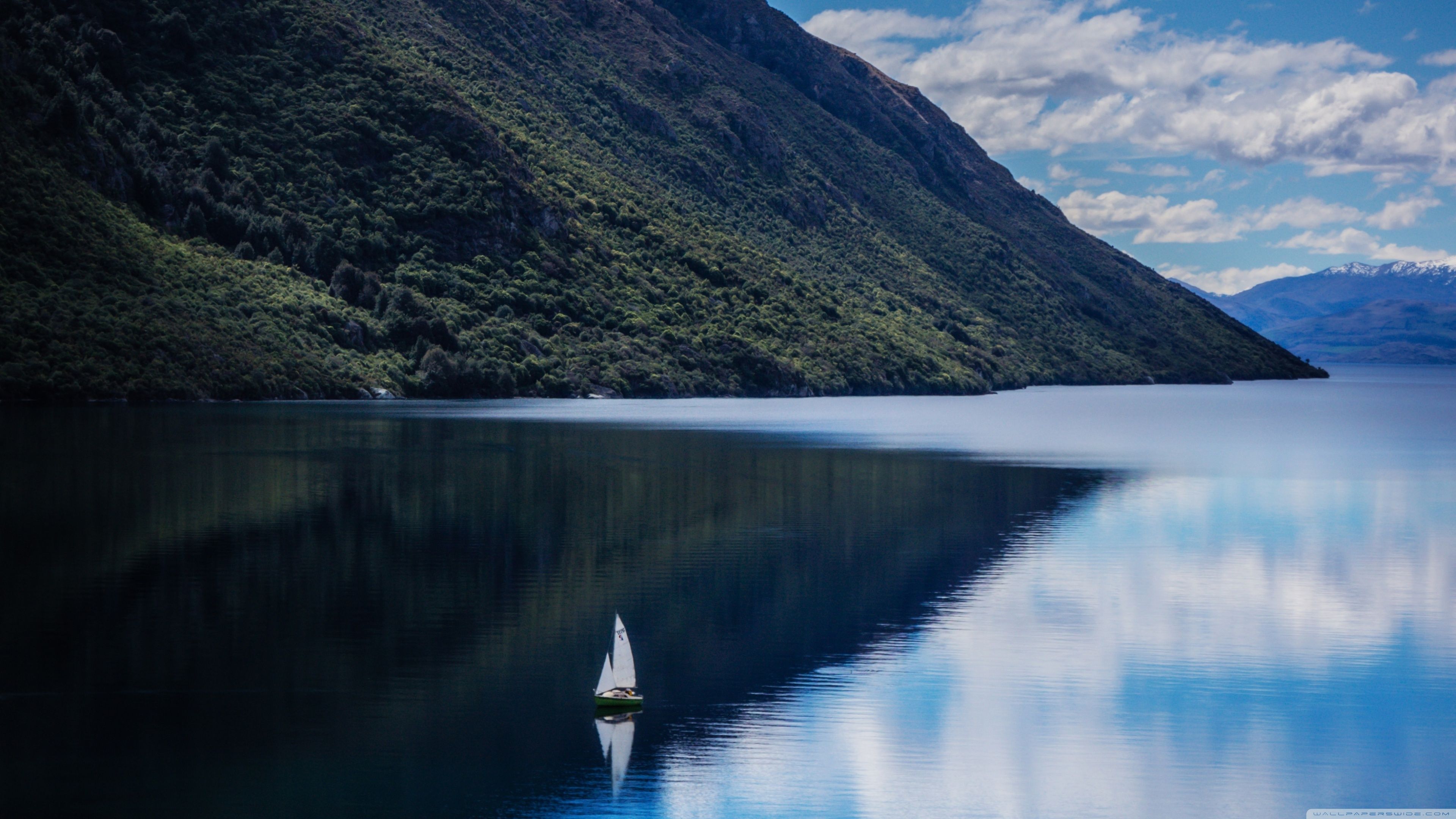 Boat On Mountain Lake Ultra HD Desktop Background Wallpaper for 4K