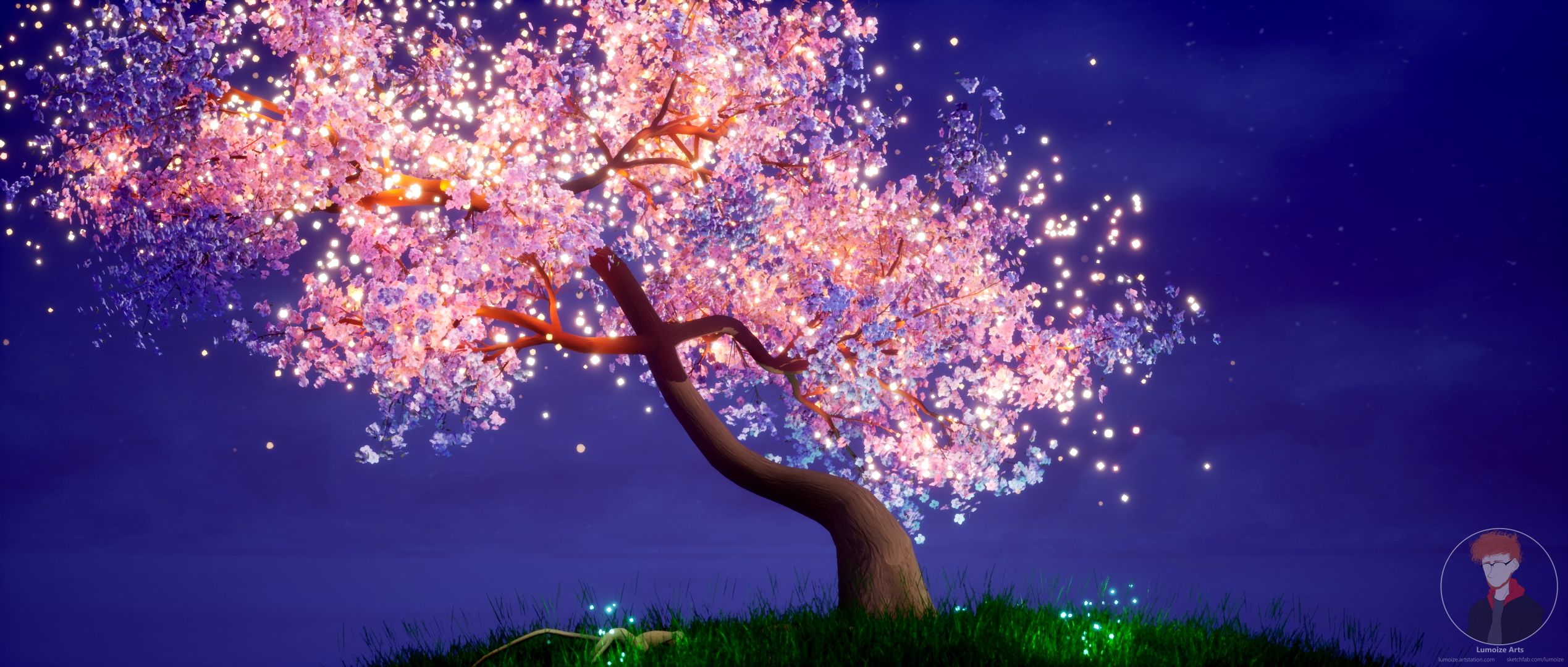 Glowing Cherry Blossom Tree Wallpaper