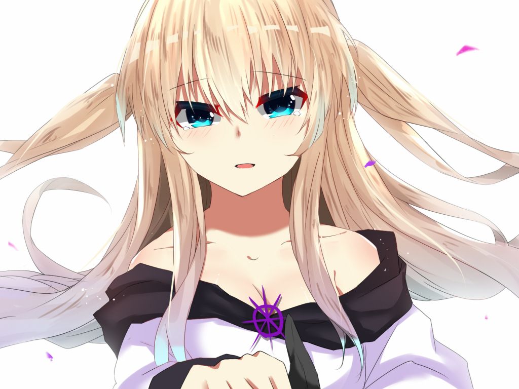 Desktop wallpaper angry, anime girl, original, green eyes, HD