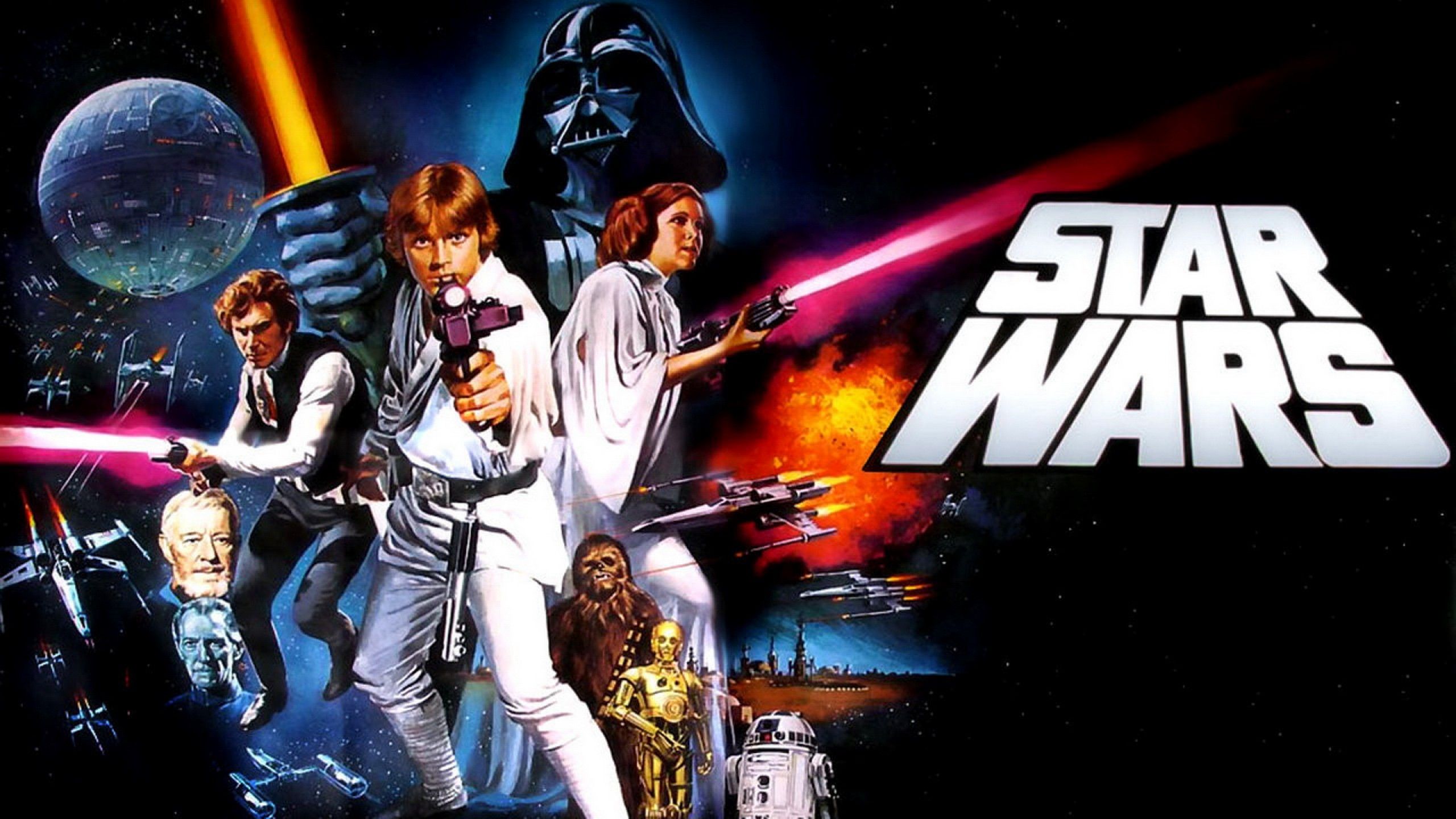 Star Wars Episode Iv Caracters Harrison Ford Darth Vader Carrie Fisher Luke Skywalker Chewbacca Wallpaper HD 2560x1440, Wallpaper13.com