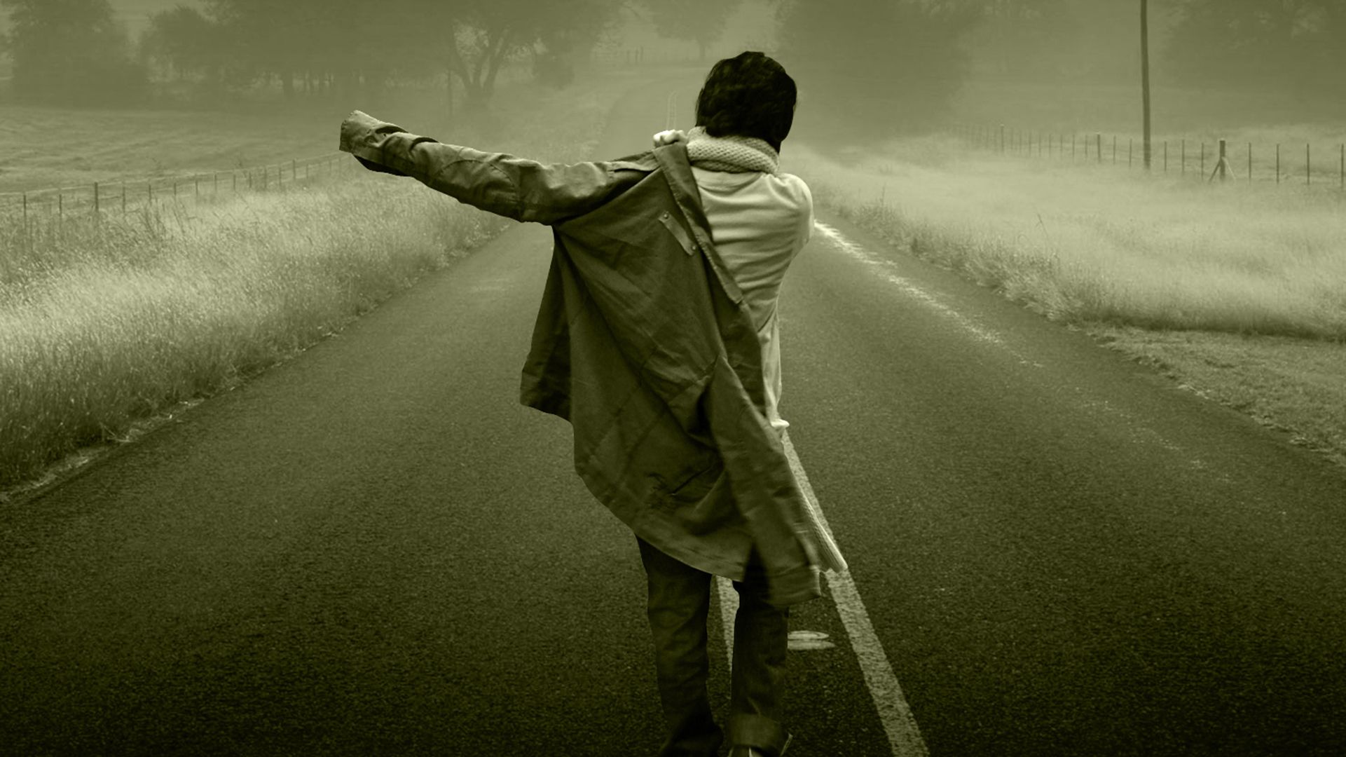 Lonely Boy Walking On Road HD (1921×1080)