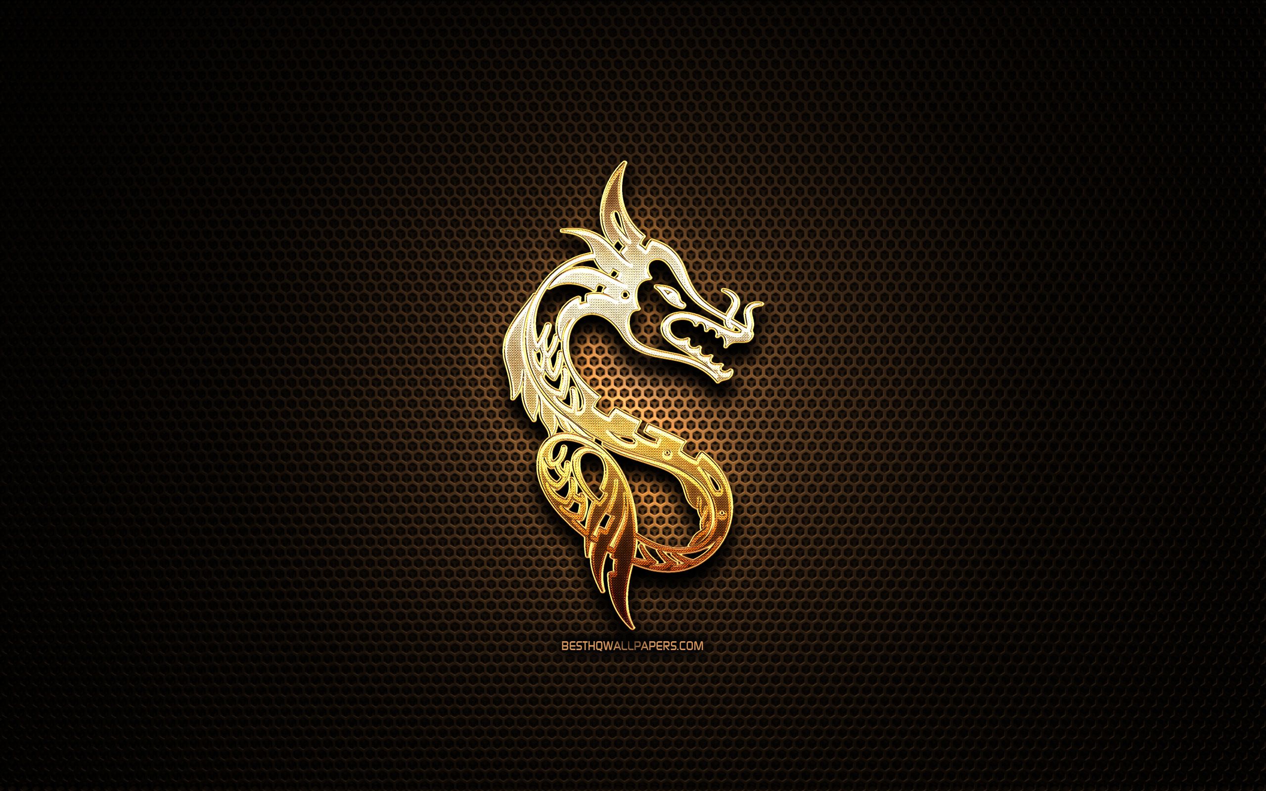 Download wallpaper Dragon glitter sign, chinese zodiac, creative